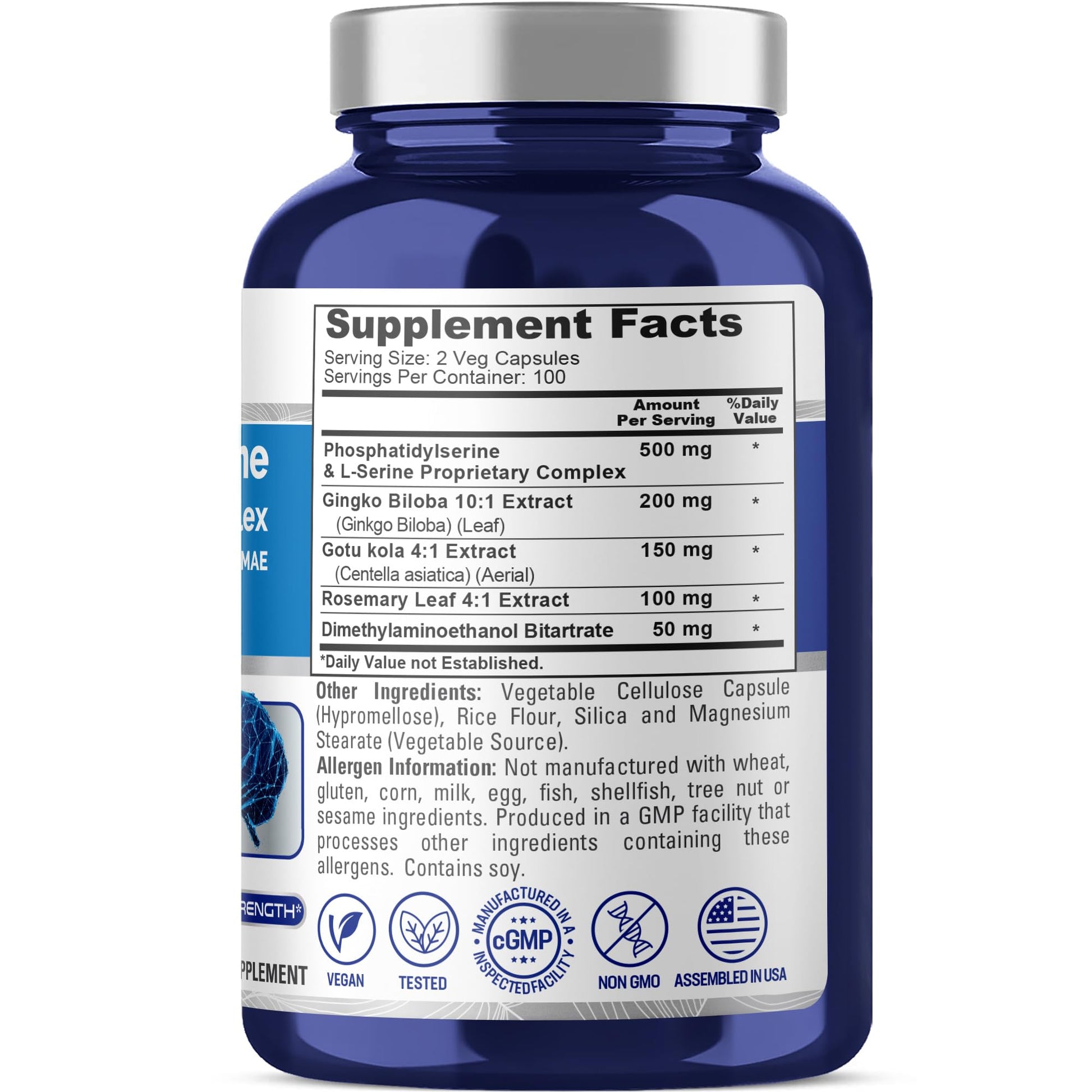 NusaPure Phosphatidylserine Memory Ultimate Complex 1000mg 200 Vegetarian Caps (Vegan, Non-GMO) NusaPure uk supplements