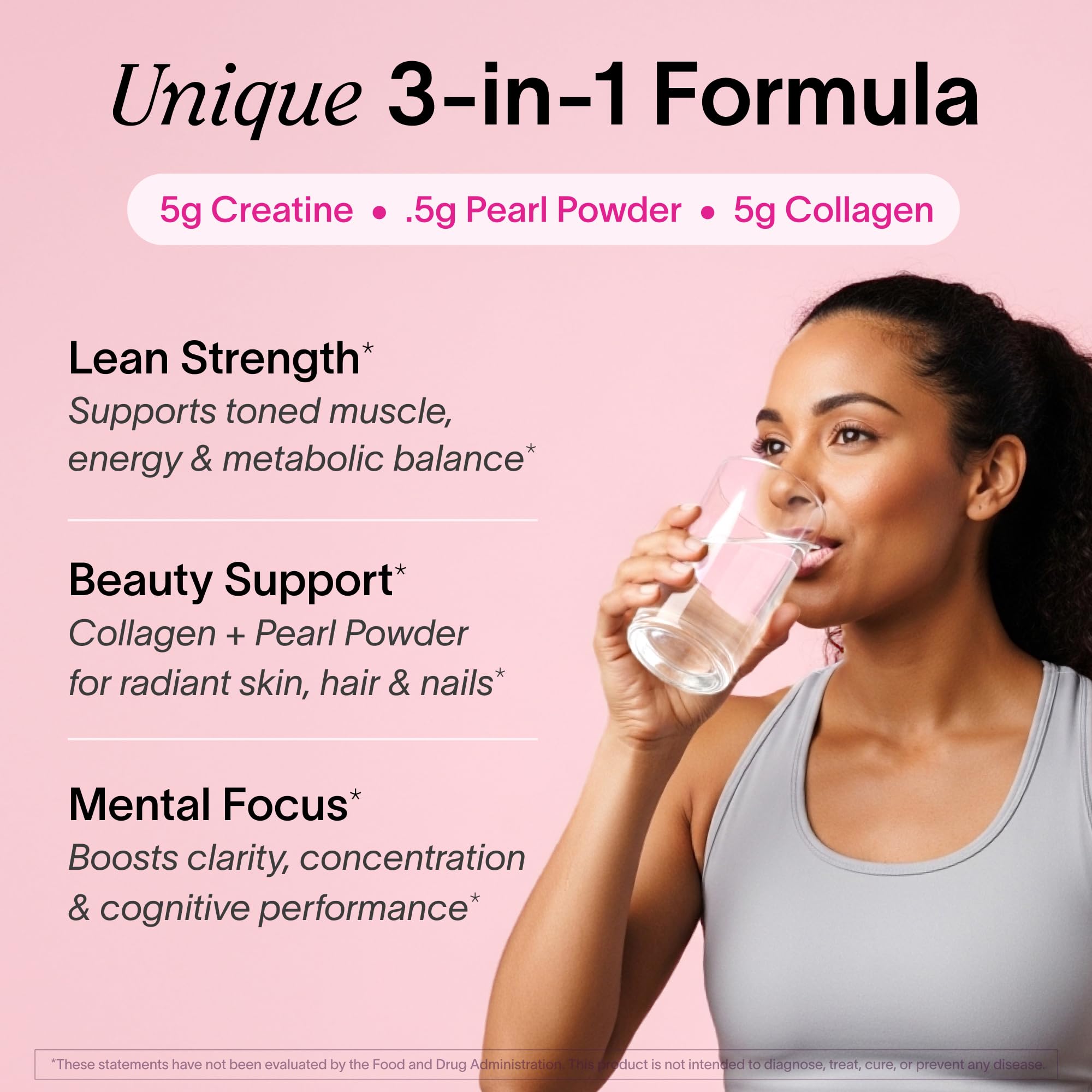 Ladywell Creatine Pearl Complex | 3-in-1 Formula for Women | Creatine Monohydrate, Collagen & Pearl Powder | Supports Energy, Skin Health, Mental Clarity, Metabolism & Lean Muscle | 30 Servings Ladywell uk supplements