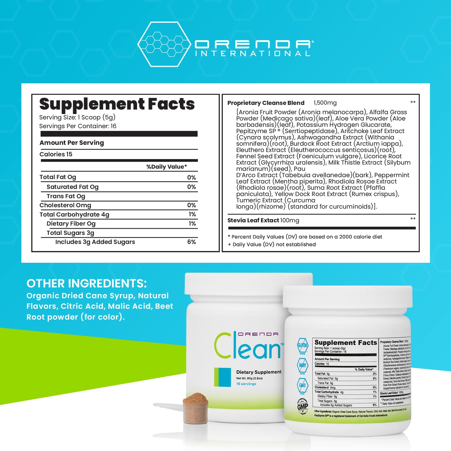Orenda Clean - Peptizyme-SP EN, Aronia Berry, Aloe Vera and More for Digestive Support - Nutrient-Rich Supplement for Wellness - 80g, 16 Servings Orenda International uk supplements
