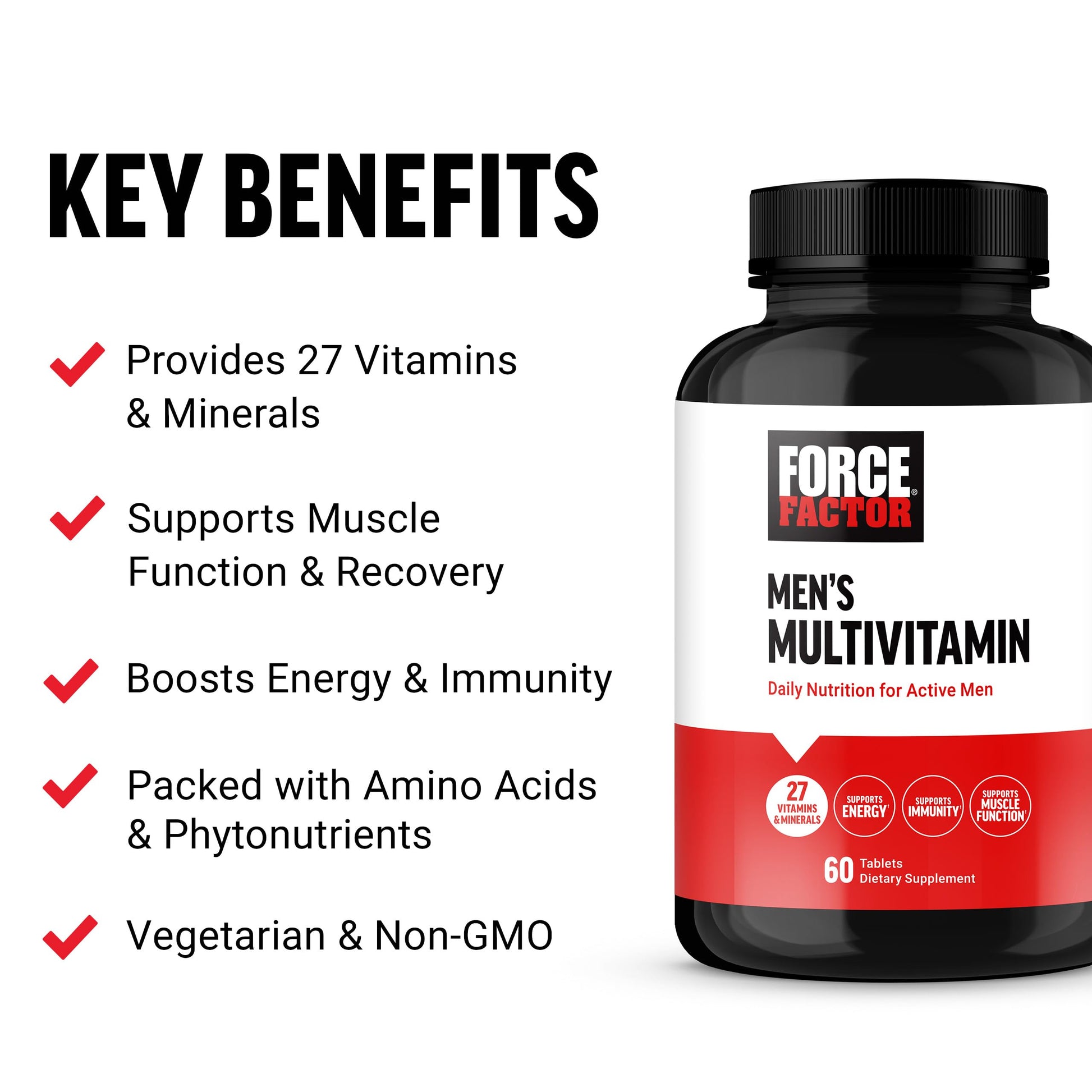Force Factor Men’s Multivitamins, Multivitamin for Men Plus Amino Acids Supplement with 27 Vitamins and Minerals, and Phytonutrients to Support Energy, and Immunity, 60 Tablets Force Factor uk supplements