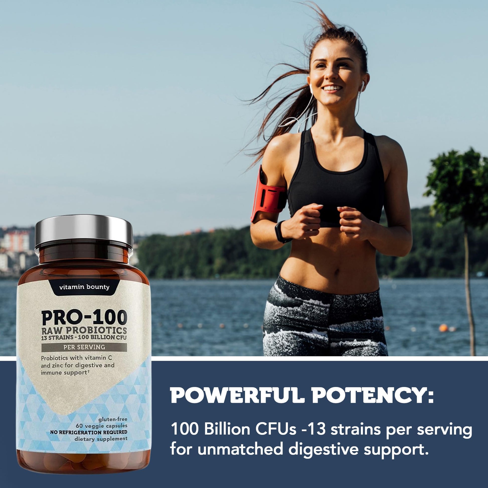Vitamin Bounty Pro-100 Probiotic 100 Billion CFU - 13 Strains for Digestive Health & Immune Support - High Potency Probiotics for Women & Men - Delayed Release Capsules for Gut Health - 60 Count Vitamin Bounty uk supplements