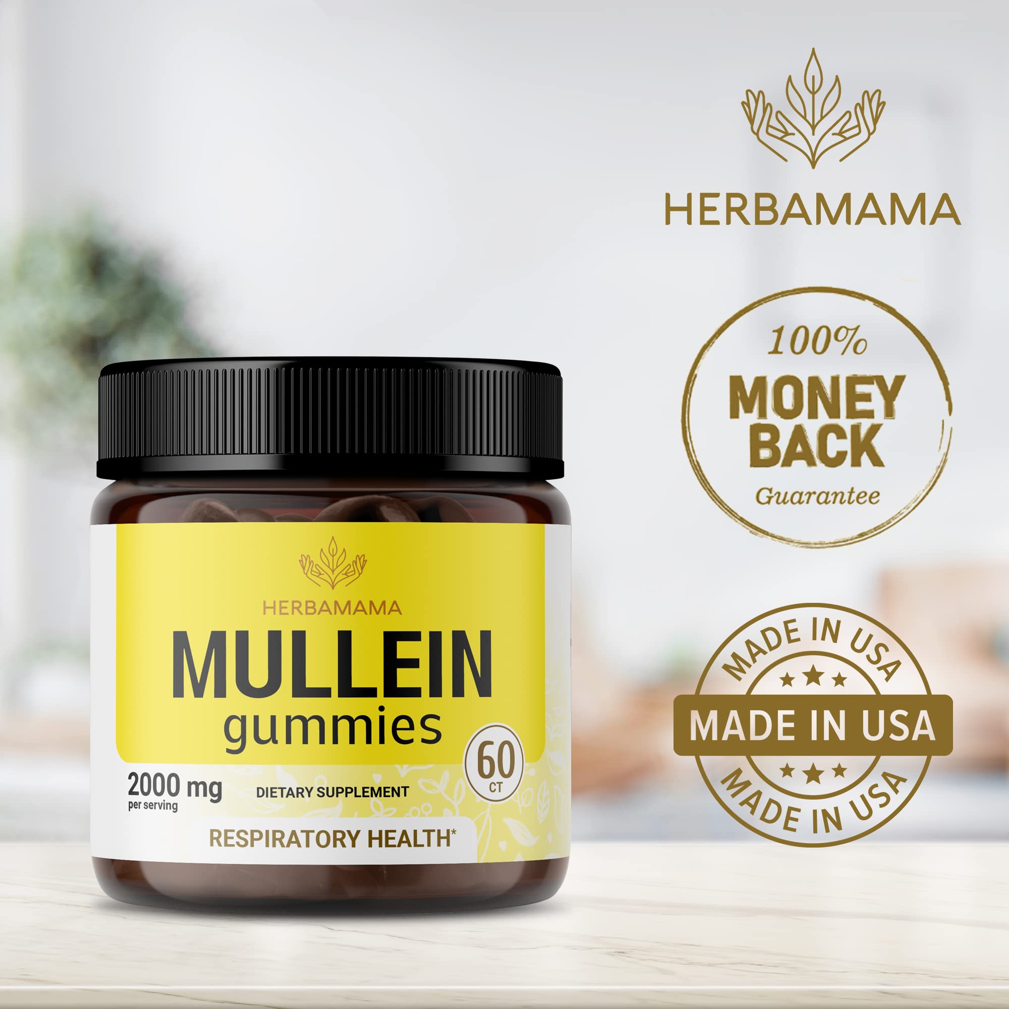 HERBAMAMA Mullein Gummies - Mullein Leaf Dietary Supplement for Respiratory HERBAMAMA uk supplements