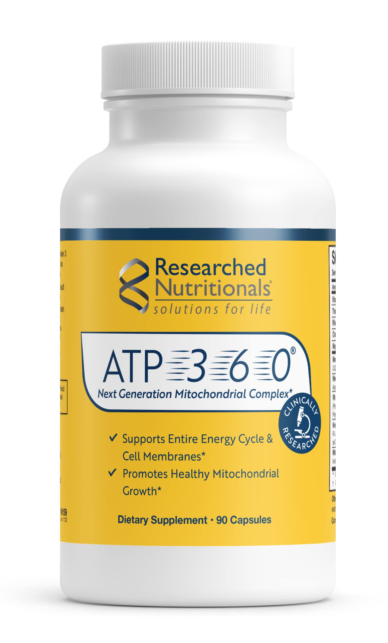 Researched Nutritionals ATP 360 - Mitochondrial Supplements to Support Entire Energy Cycle & Cell Membranes - Clinically Researched ATP Supplements, High Dose CoQ10, R-Lipoic Acid & PQQ, 90 Capsules Researched Nutritionals uk supplements