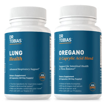 Dr. Tobias Lung Health and Oregano & Caprylic Acid Blend, Supports Lung Cleanse & Detox, Intestinal Health, Immune Support with Prebiotics & Herbs for Women & Men Dr. Tobias uk supplements