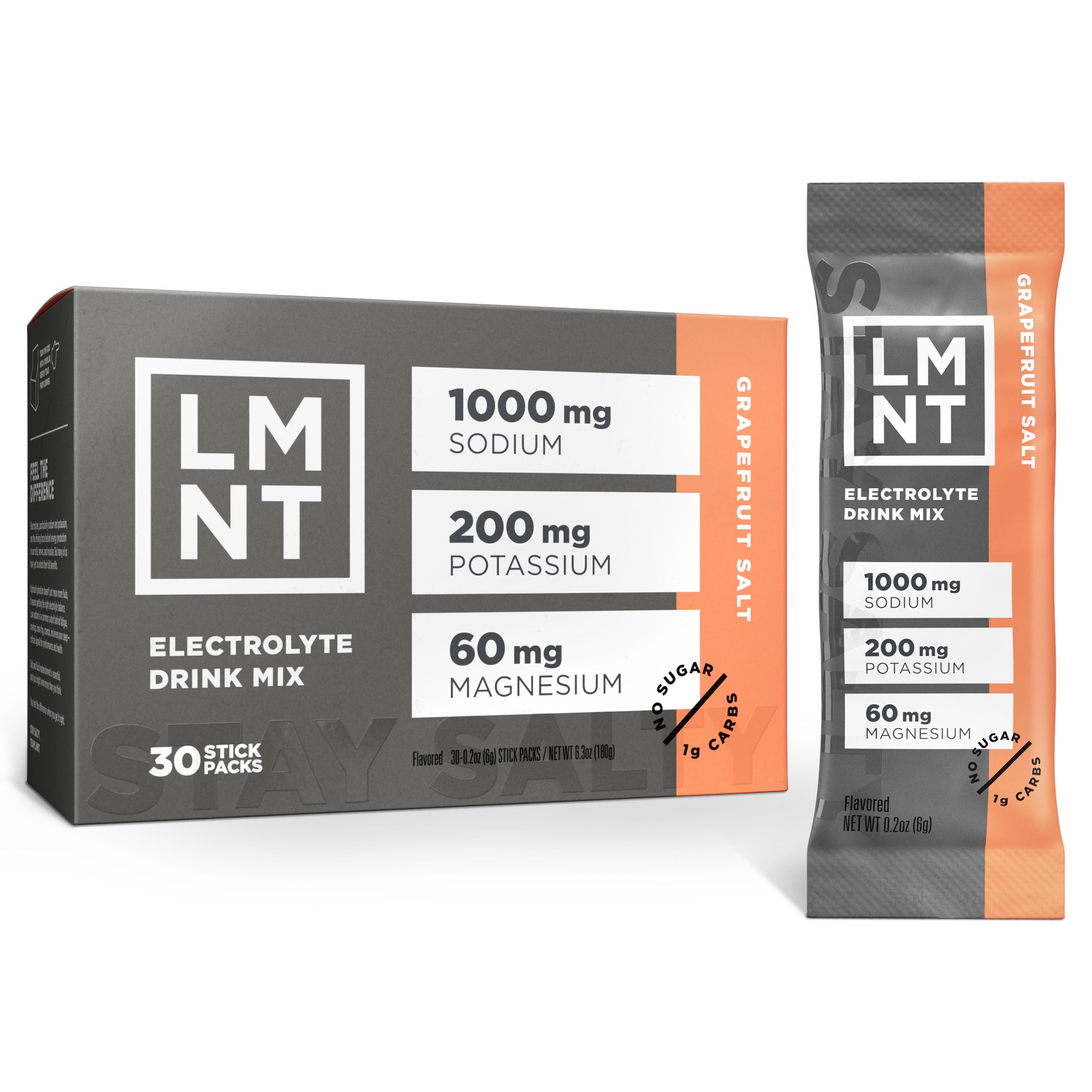 LMNT Zero Sugar Electrolytes - Grapefruit Salt | Drink Mix | 30 Count Drink LMNT uk supplements
