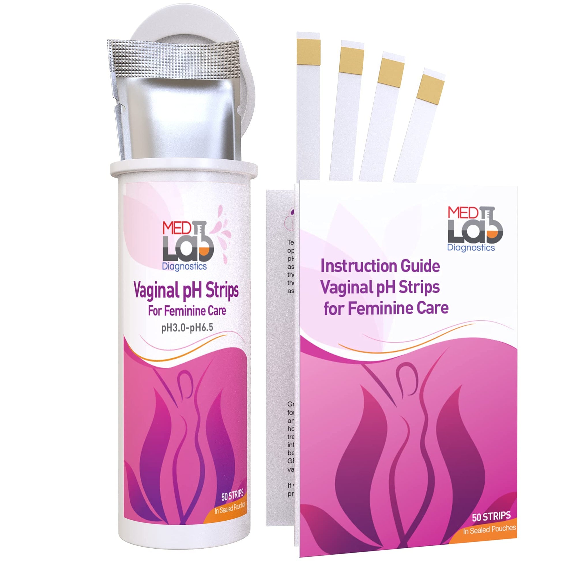 Vaginal ph Test Strips for Women(50 cnt). BV Bacterial Vaginosis and Yeast Infection Test Strips Med Lab Diagnostics uk supplements