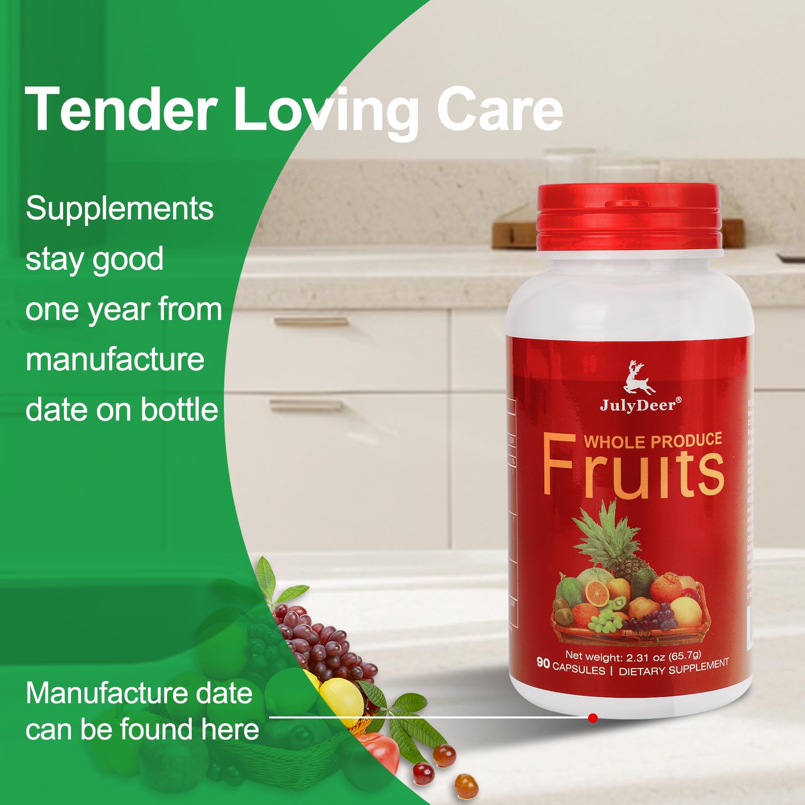 Fruit and Veggies Supplement Ingredients Natural – 4 Bottles 360 Total Vegetarian Capsules | Balance of Natural 16+18 Whole Fruits & Veggies Blend | Fresh Superfood Formula with Vitamins and Minerals JulyDeer uk supplements