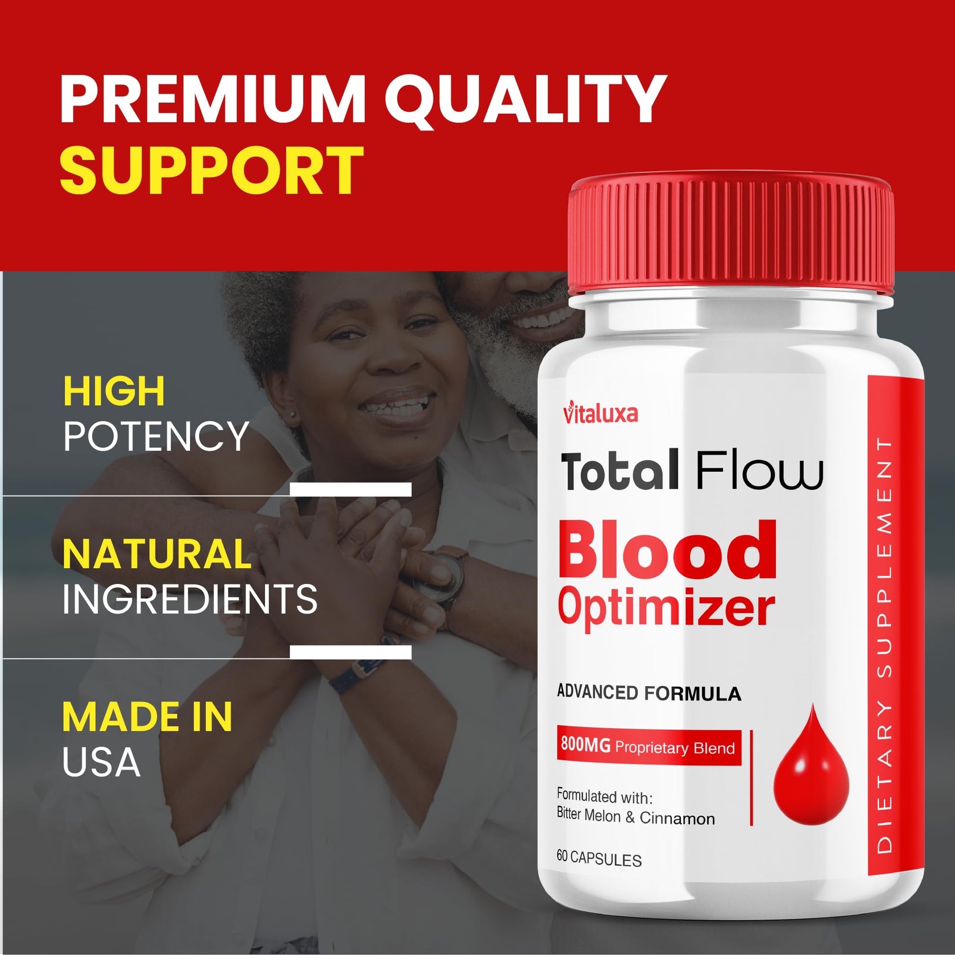 Total Flow Blood Balance, TotalFlow Blood Support Capsules Supplement Advanced Formula All Natural Optimizer Maximum Strength Daily Health Wellness, TotalFlo Premium Blend Pills (60 Capsules) Vitaluxa uk supplements