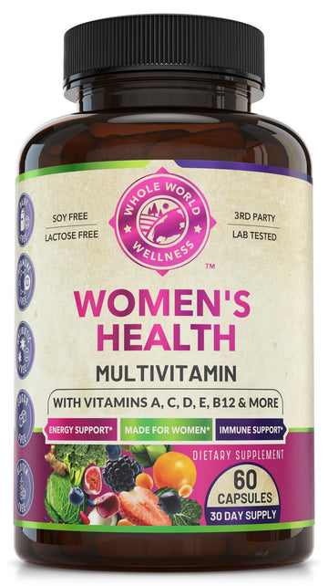 WHOLE WORLD WELLNESS Womens Daily Multivitamin Multimineral Supplement for Energy, Mood, Focus, Hair, Skin & Nails. Made for Women with 30+ Nutrients, Fruit & Energy Blend. Womens Vitamins, USA Made. WHOLE WORLD WELLNESS uk supplements