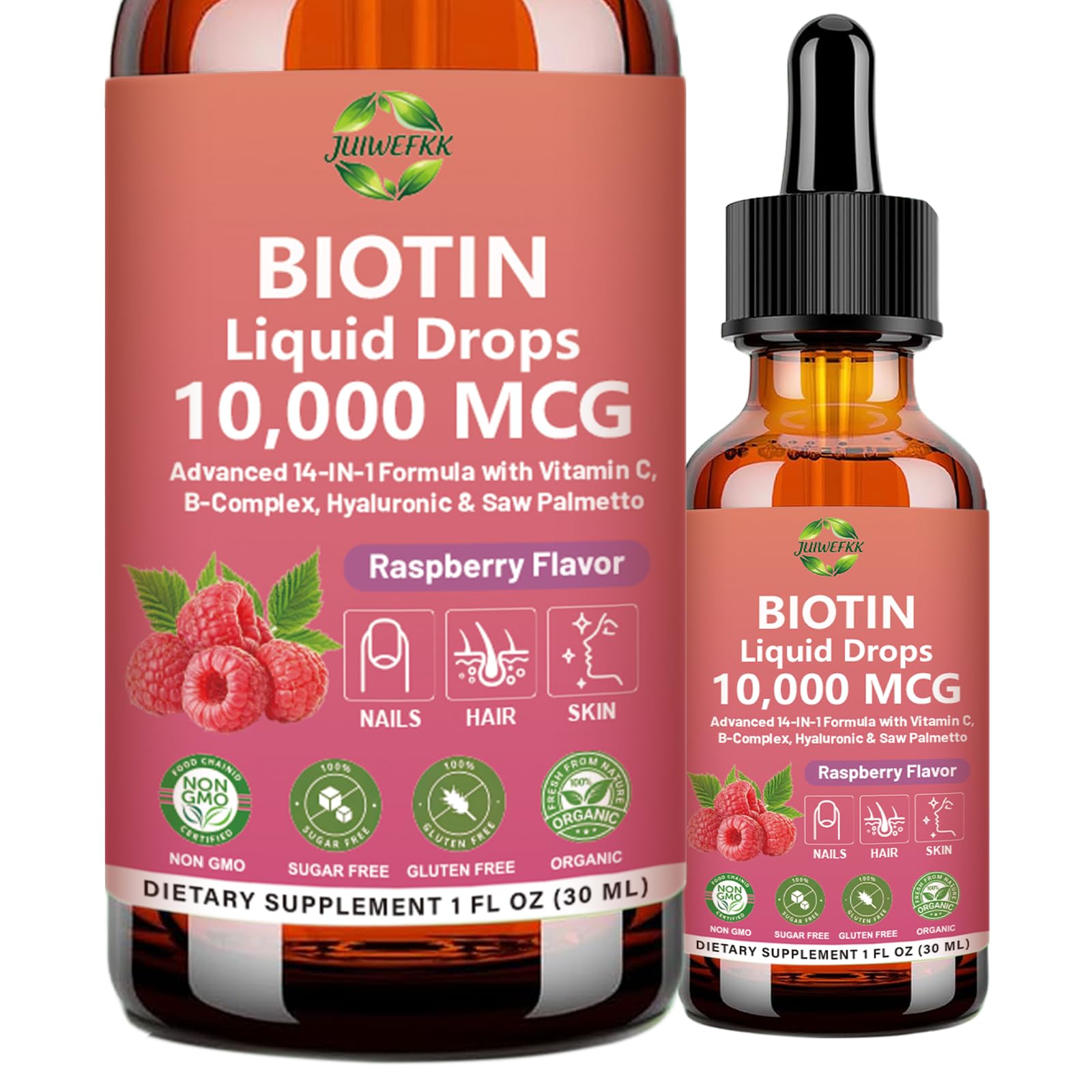 Pure Biotin 10000mcg Liquid Drop Optimal Solutions Hair Skin & Nails Vitamins Support w. Collagen Keratin Hyaluronic Acid Saw Palmetto, Biotin(Vitamin B7) for Hair Growth & Cellular Energy JUIWEFKK uk supplements