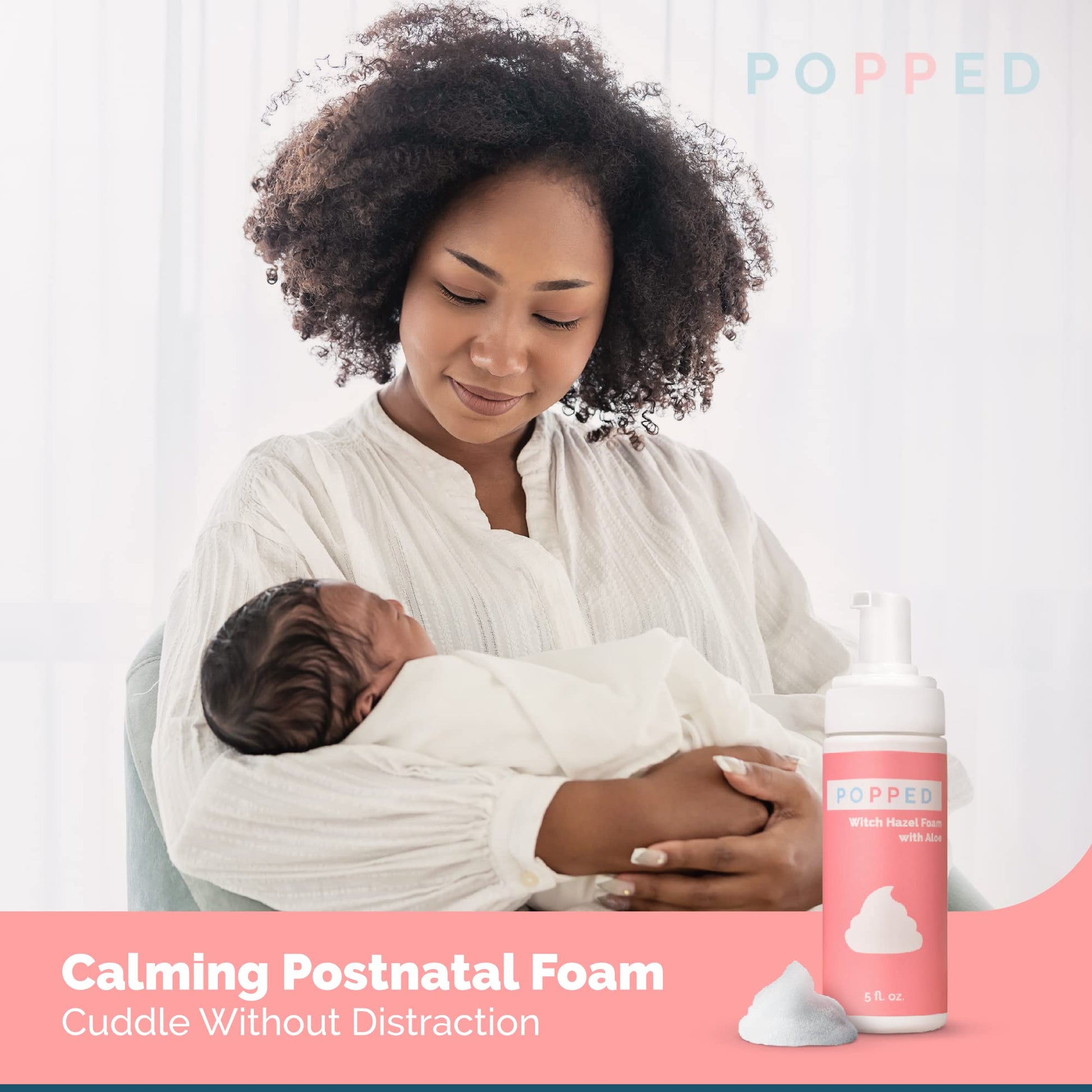 POPPED Witch Hazel Foam with Aloe (5 fl oz) | Perineal Healing Foam for Postpartum Care | Relieves Pain, Hemorrhoids, and Swelling After Birth | Postpartum Essential POPPED uk supplements
