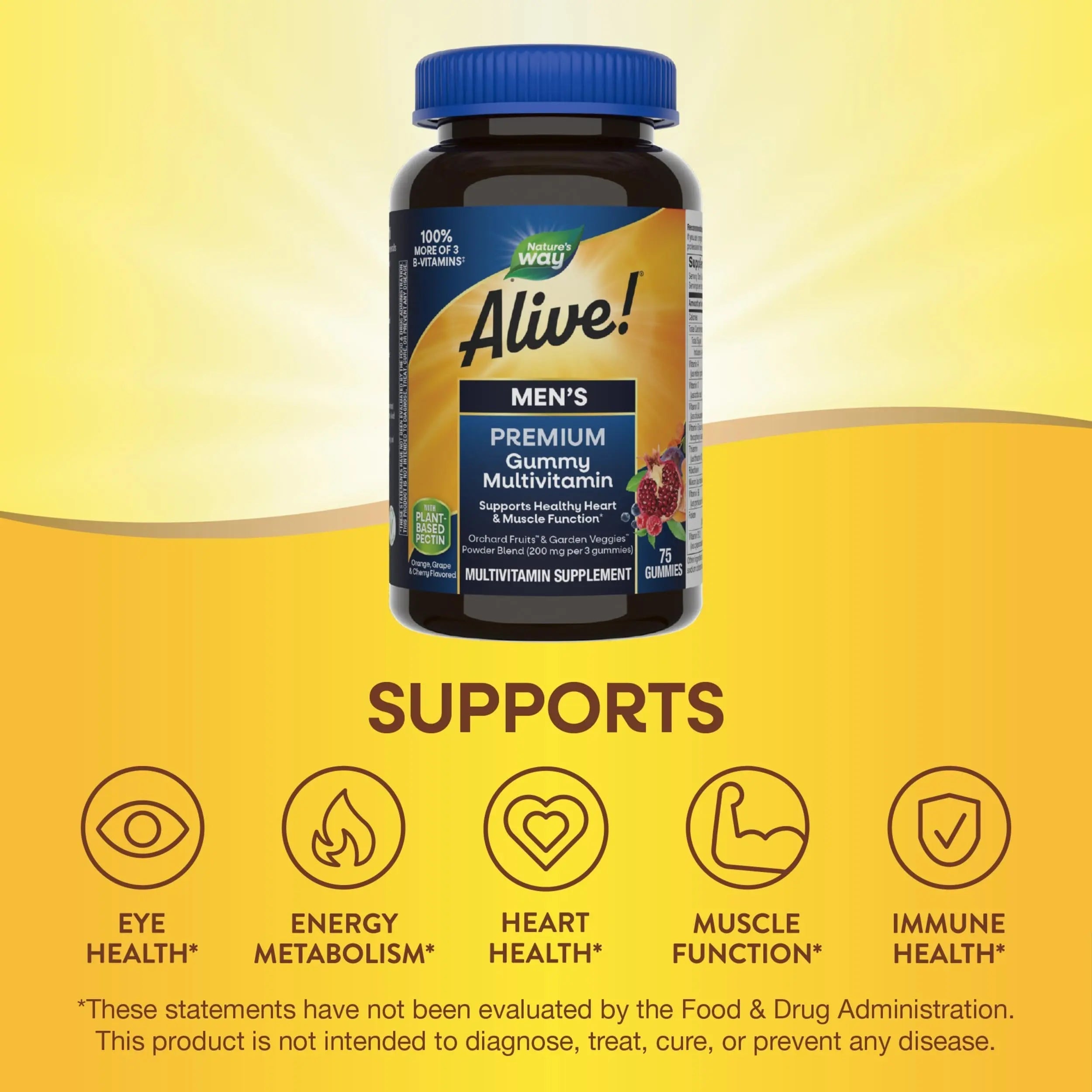 Nature's Way Alive! Men's Premium Gummy Multivitamin, Supports Healthy Heart, Muscle Function*, Full B-Vitamin Complex, Orange, Grape Nature's Way uk supplements