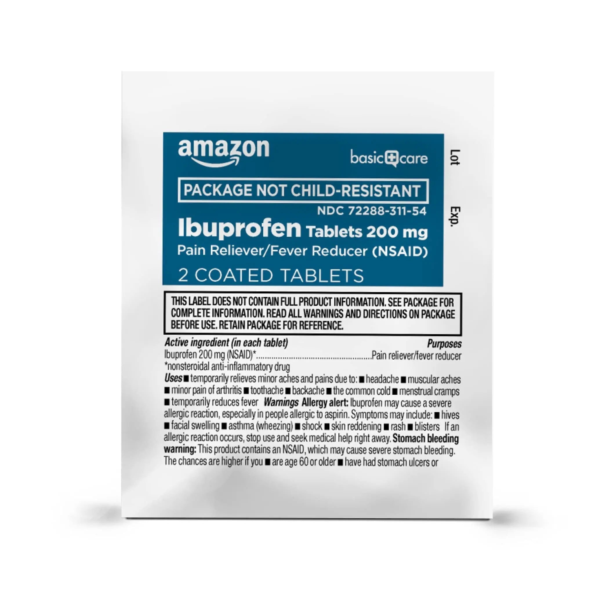 Amazon Basic Care Ibuprofen Tablets, 200 mg, Pain Reliever and Fever Reducer, For Headache, Muscular Aches, Arthritis, Backache, Menstrual Pain, 100 Count (Pack of 1) Amazon Basic Care uk supplements