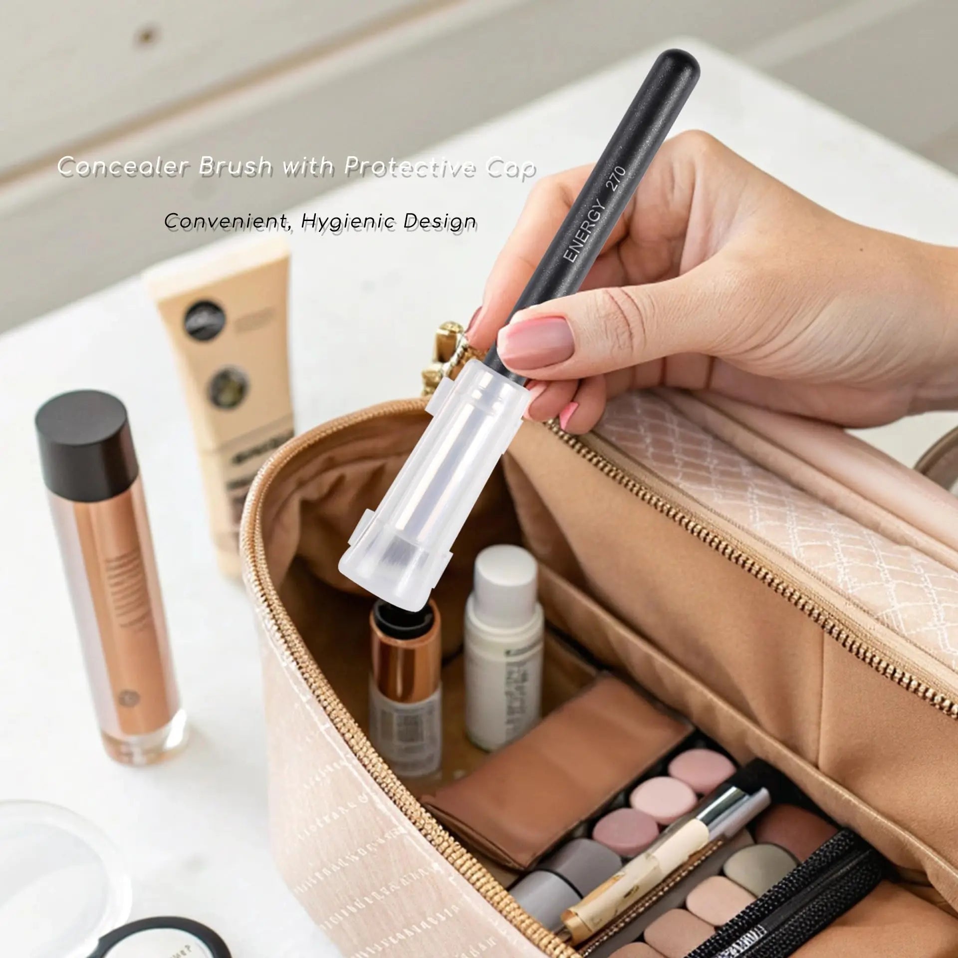 ENERGY Concealer Brush Under Eye Mini Angled Flat Top Kabuki Nose Contour Brush for Concealing Blending Setting Buffing with Powder Liquid Cream Cosmetic Pro Small Makeup Foundation brushes 270 ENERGY uk supplements