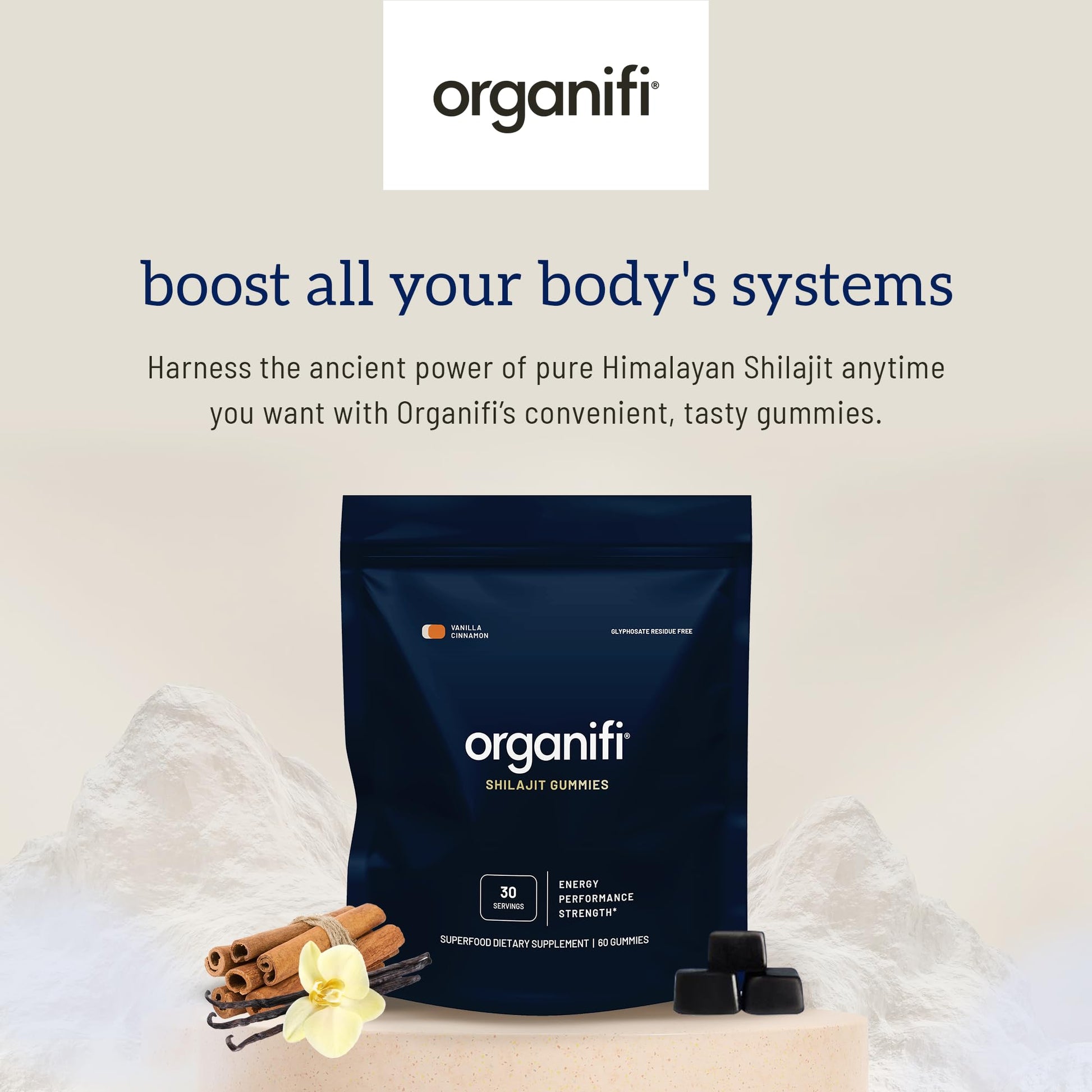 Organifi - Shilajit Gummies - Supports Natural Energy and Strength - Vanilla Cinnamon Organifi uk supplements