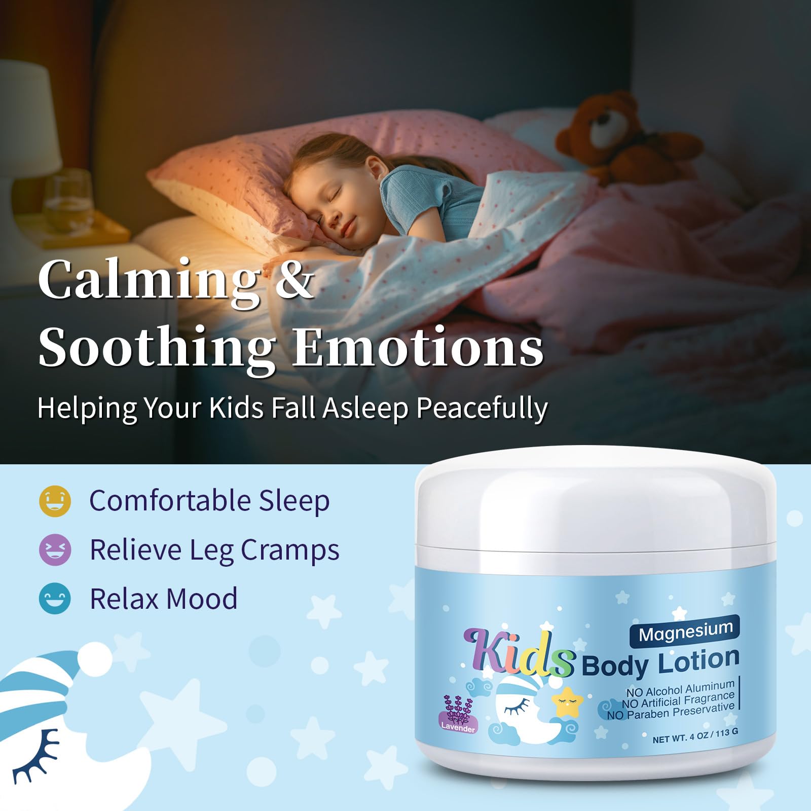 RodPere Magnesium Lotion for Kids & Babies, Bedtime Magnesium Cream for Sleep, Leg Cramps, Lavender Calming Magnesium Oil Lotion for Bone & Muscle Relaxation, Apply to Feet, Legs, Body, 4 OZ. RodPere uk supplements