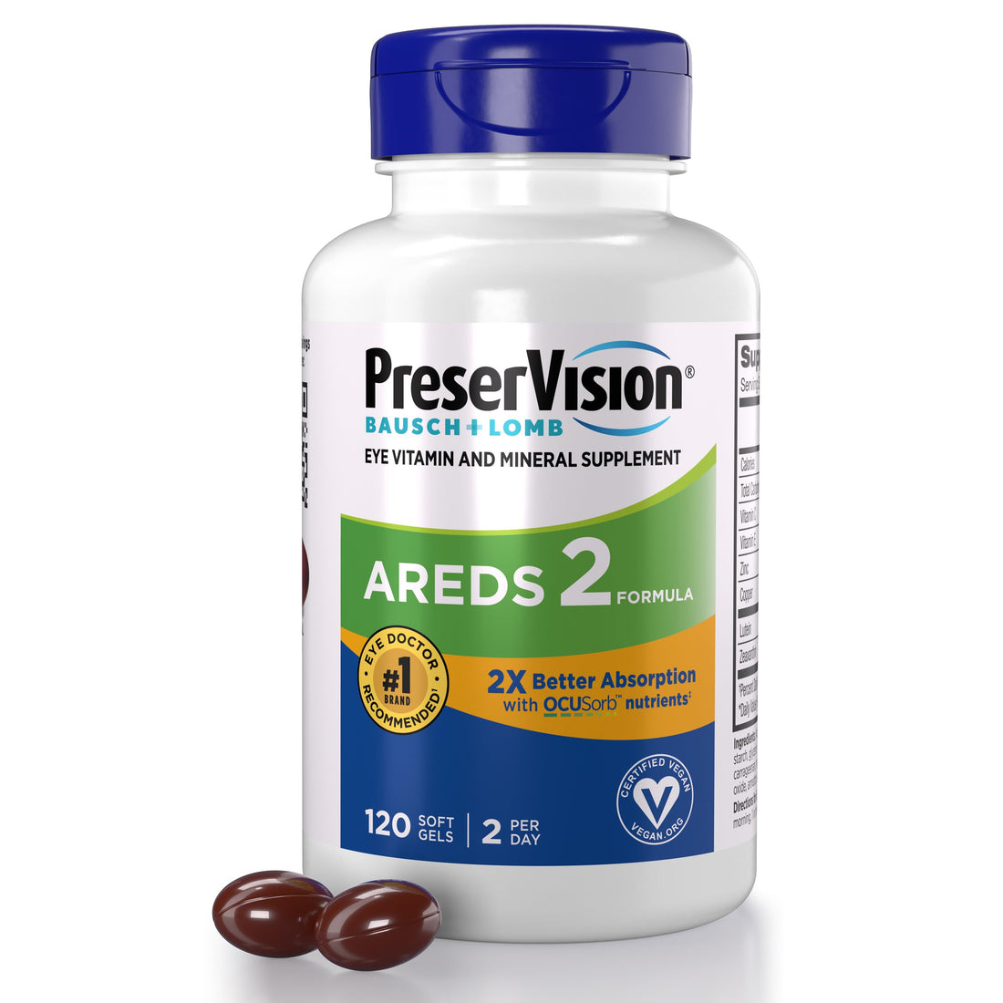 PreserVision AREDS 2 Eye Vitamin & Mineral Supplement with OCUSorb, 120 Vegan Soft Gels, Contains Lutein, Zeaxanthin, Vitamin C & E, Zinc, & Copper, Eye Health Supplements for Adults PreserVision uk supplements