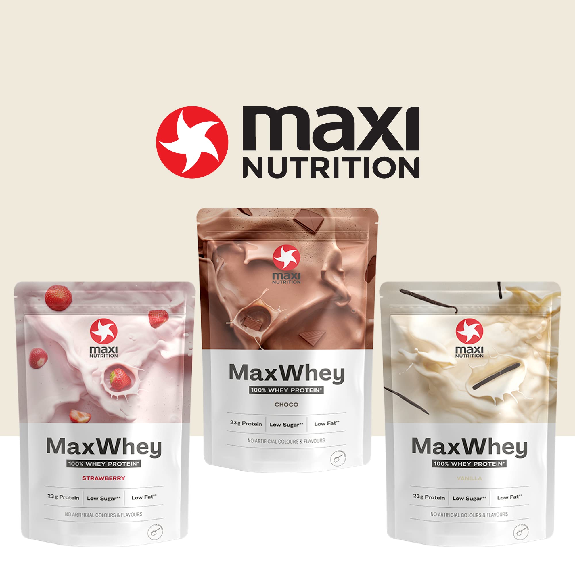 MaxiNutrition - MaxWhey - Whey Protein Powder Strawberry - Low-Fat - Low Sugar MaxiNutrition uk supplements