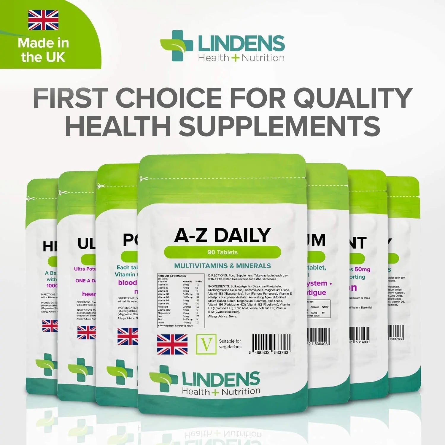 Multivitamin A-Z Daily Tablets 90 Tablets by Lindens Lindens uk supplements