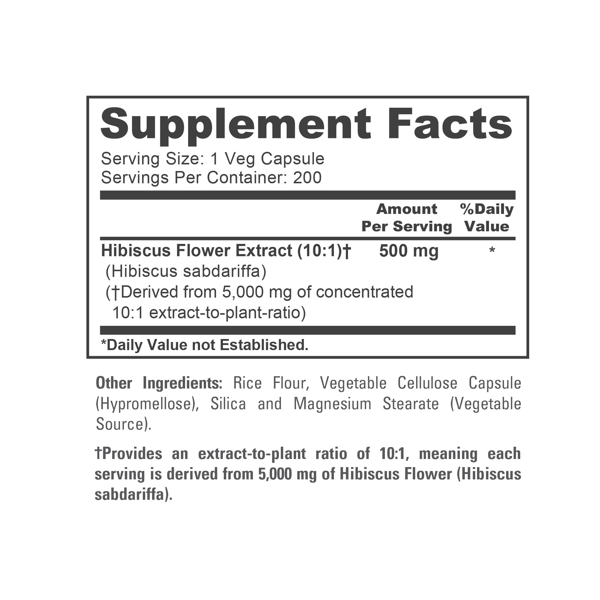 NusaPure Hibiscus Flower 10:1 Extract, 500 mg Equivalent to 5000mg 200 Vegetarian Caps (Non-GMO, Vegan) NusaPure uk supplements