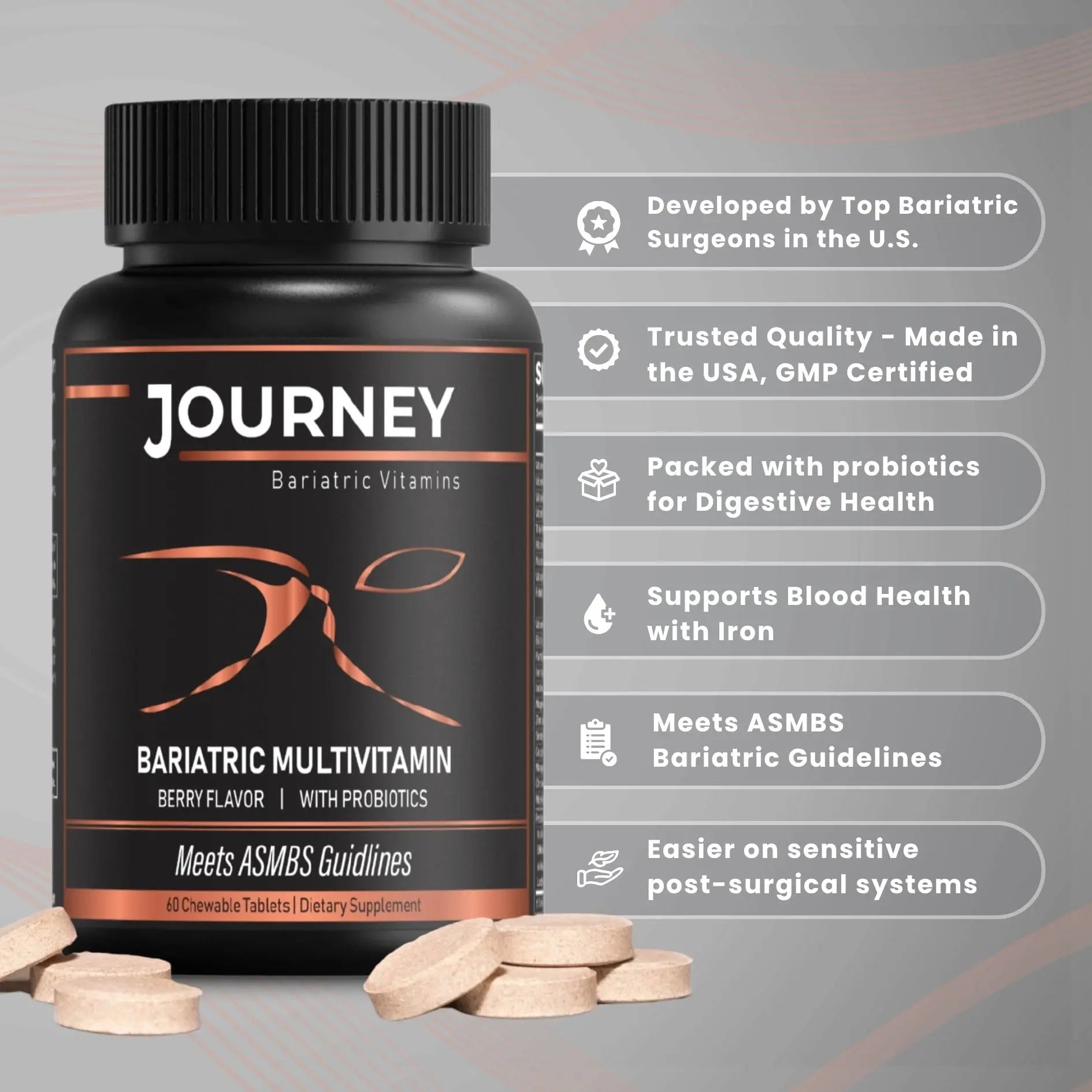 Journey Bariatric Multivitamin with Probiotics & Iron – Chewable, Berry (60 Count) Journey Bariatric Vitamins uk supplements