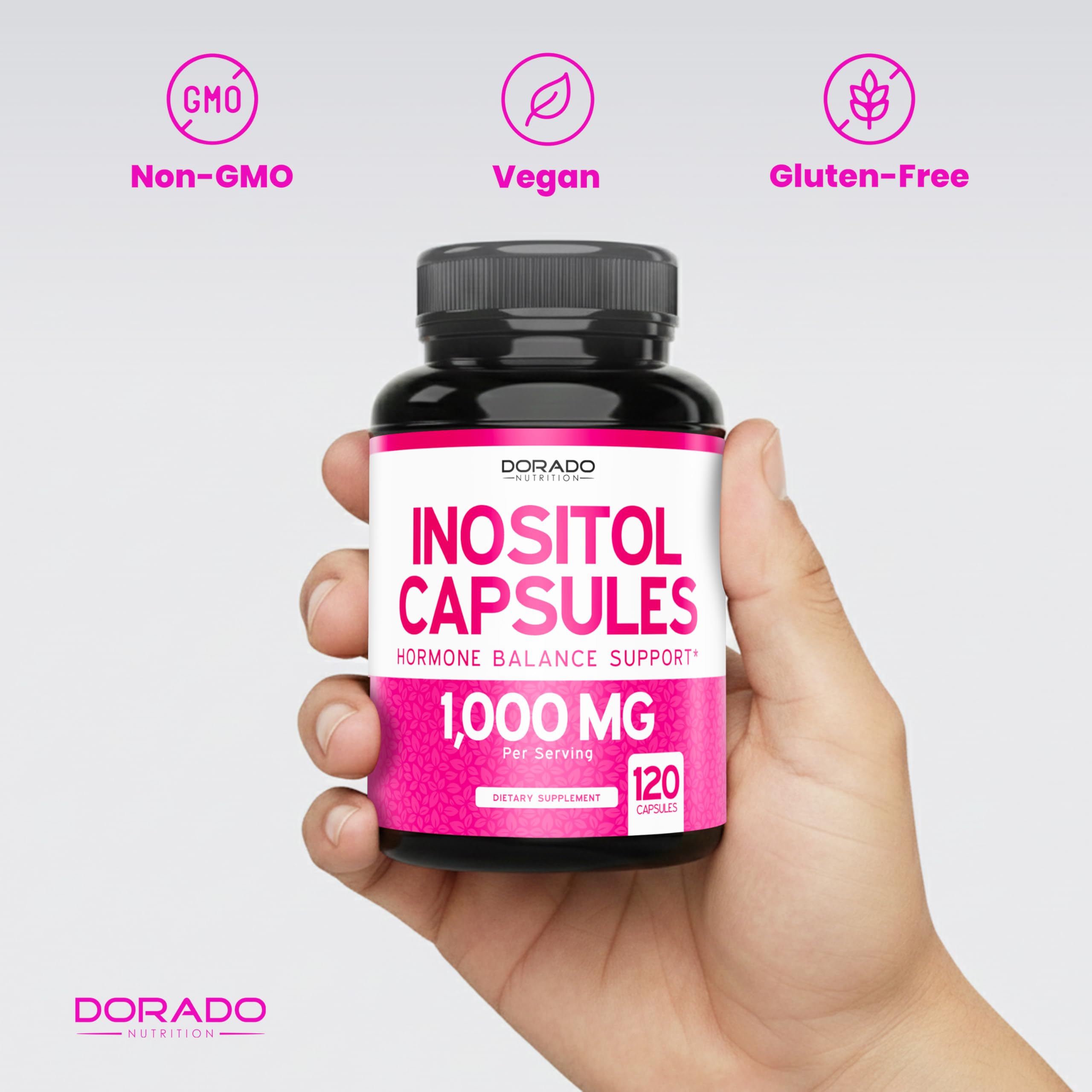 Inositol Capsules (Myo Inositol) (1000mg Per Serving 120 Capsules) Myo Inositol Supplement for Women Hormone Balance Support - Vegan Safe - Third Party Tested - Gluten Free & Made in USA (120 Count) DORADO NUTRITION uk supplements