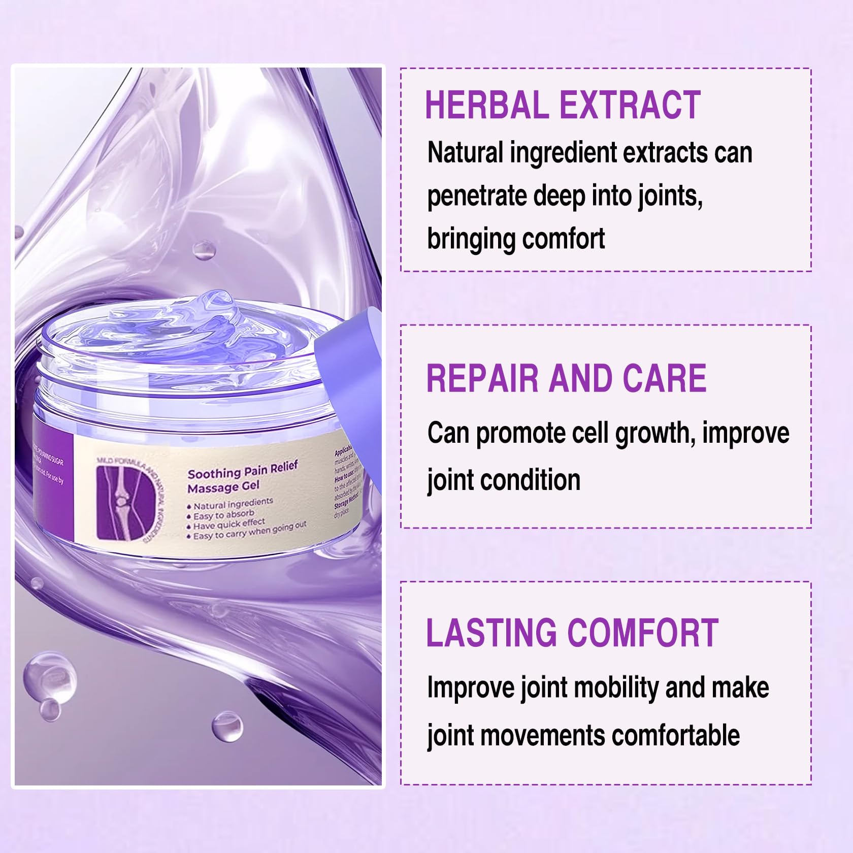2 PCS Joint Gel Purple Gel，Soothing Pain Relief Massage Cream，Full-Body Joint Effective Soothes for Knees, Lumbar, Hands, Neck and Shoulders PERVALA uk supplements