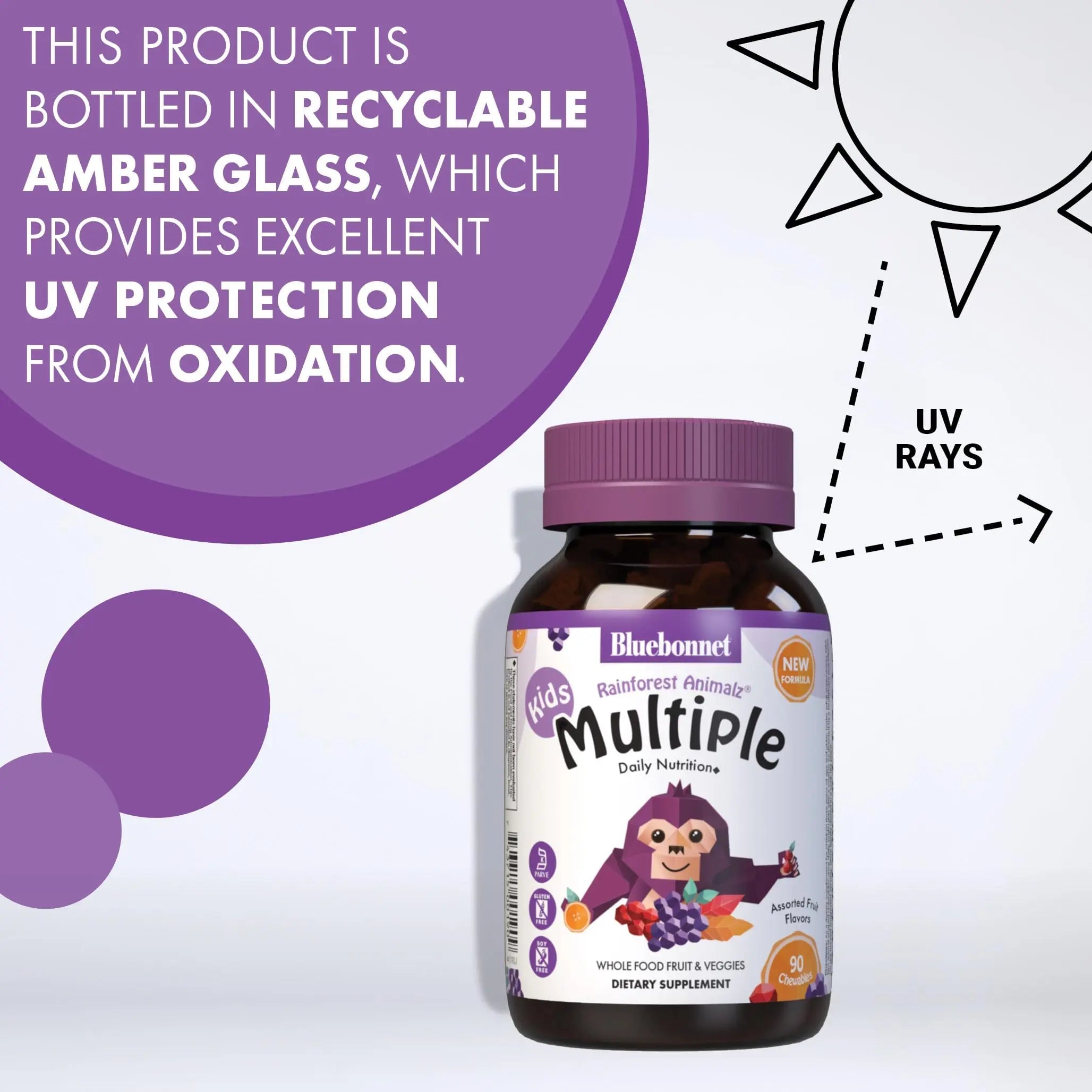 Bluebonnet Nutrition Rainforest Animalz Whole Food Based Multiple Chewable Tablets, Kids Multivitamin & Mineral, Vitamin C, D3, Iron BlueBonnet uk supplements