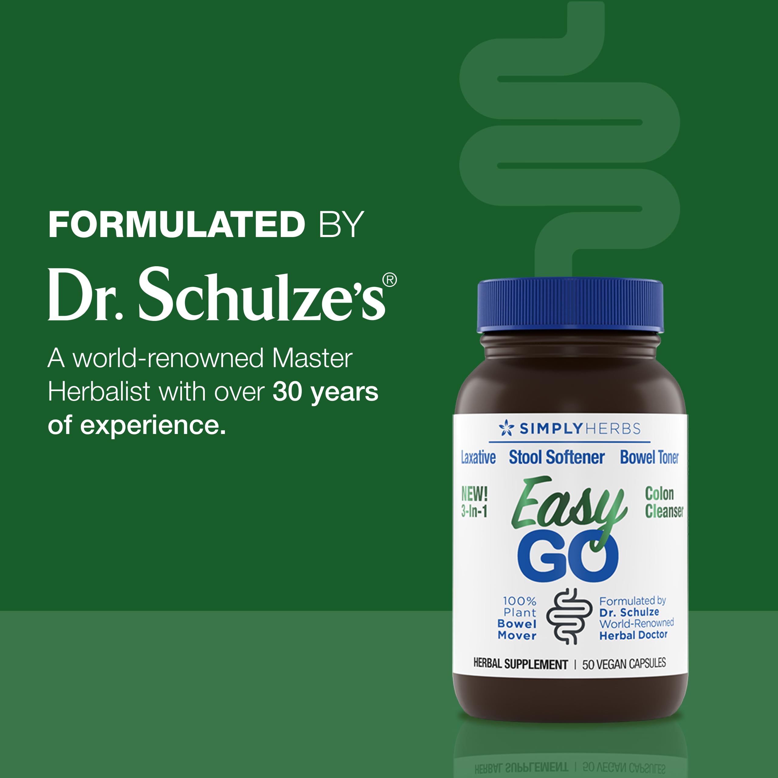 Simply Herbs Easy Go Bowel Mover - Adult Cleansing Supplement for Colon Health Support - Bowel Movement Aid - Stool Softener - Daily-Use Laxative - Plant-Based Ingredients - Vegan - 100 Count (2 Pack) Dr. Schulze's uk supplements