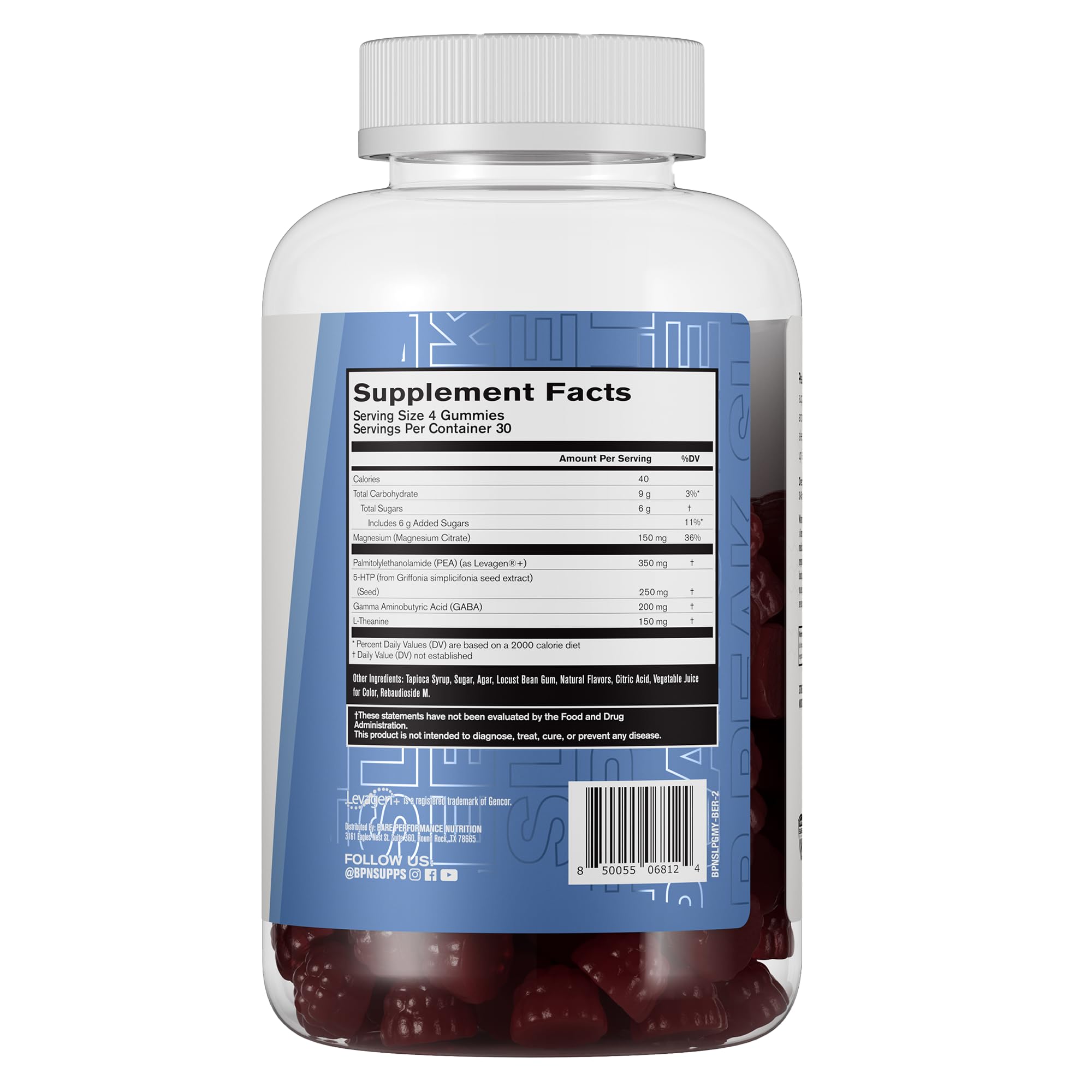 BARE PERFORMANCE NUTRITION, BPN Peak Sleep Gummy, Sleep Aid & Recovery Support Supplement, 30 Servings, Berry BARE PERFORMANCE NUTRITION uk supplements
