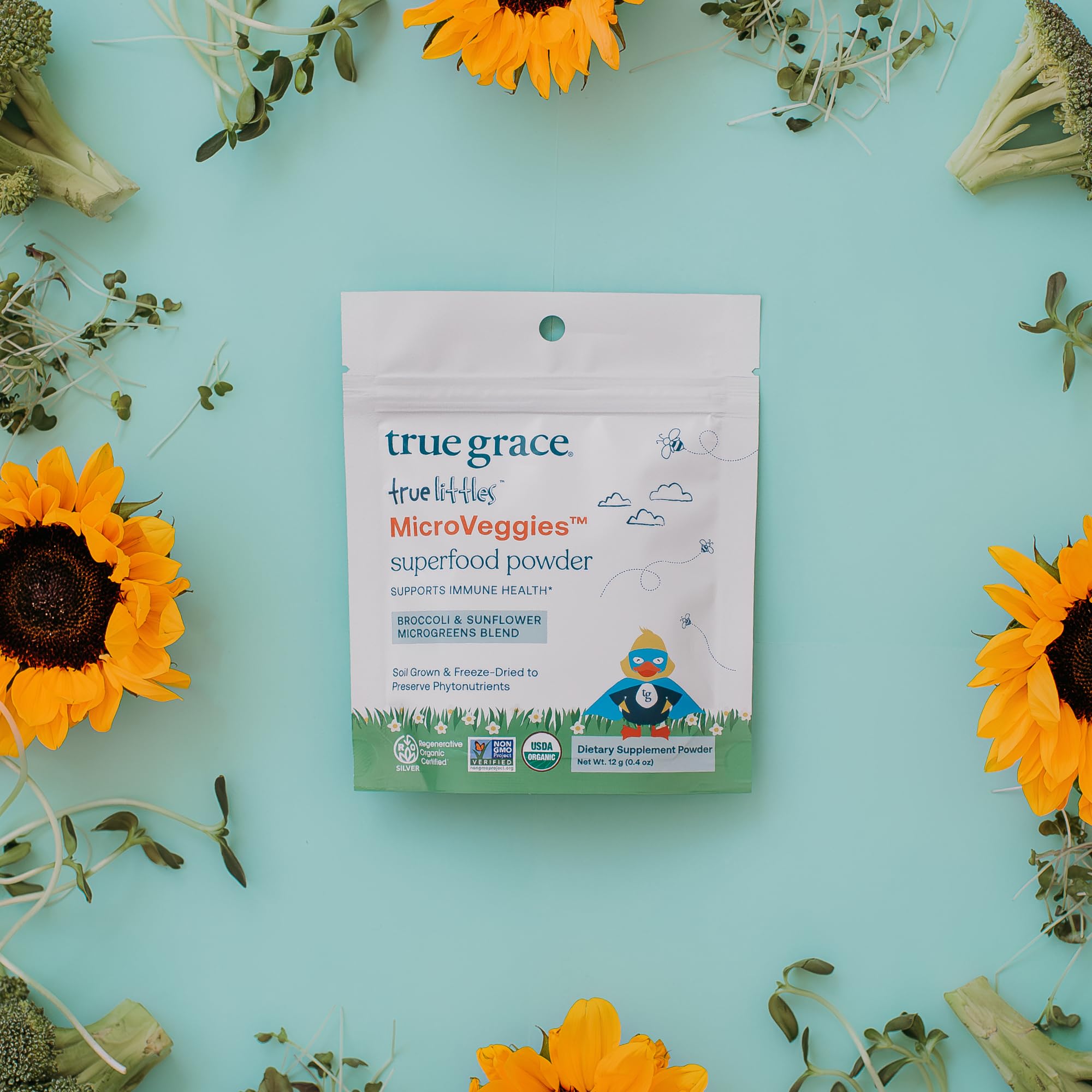 True Grace True Littles MicroVeggies - 0.4 oz - Kids Daily Superfood Powder for Immune Health - Gluten & Soy Free, Vegan, Regenerative Organic Certified - 30 Servings True Grace uk supplements