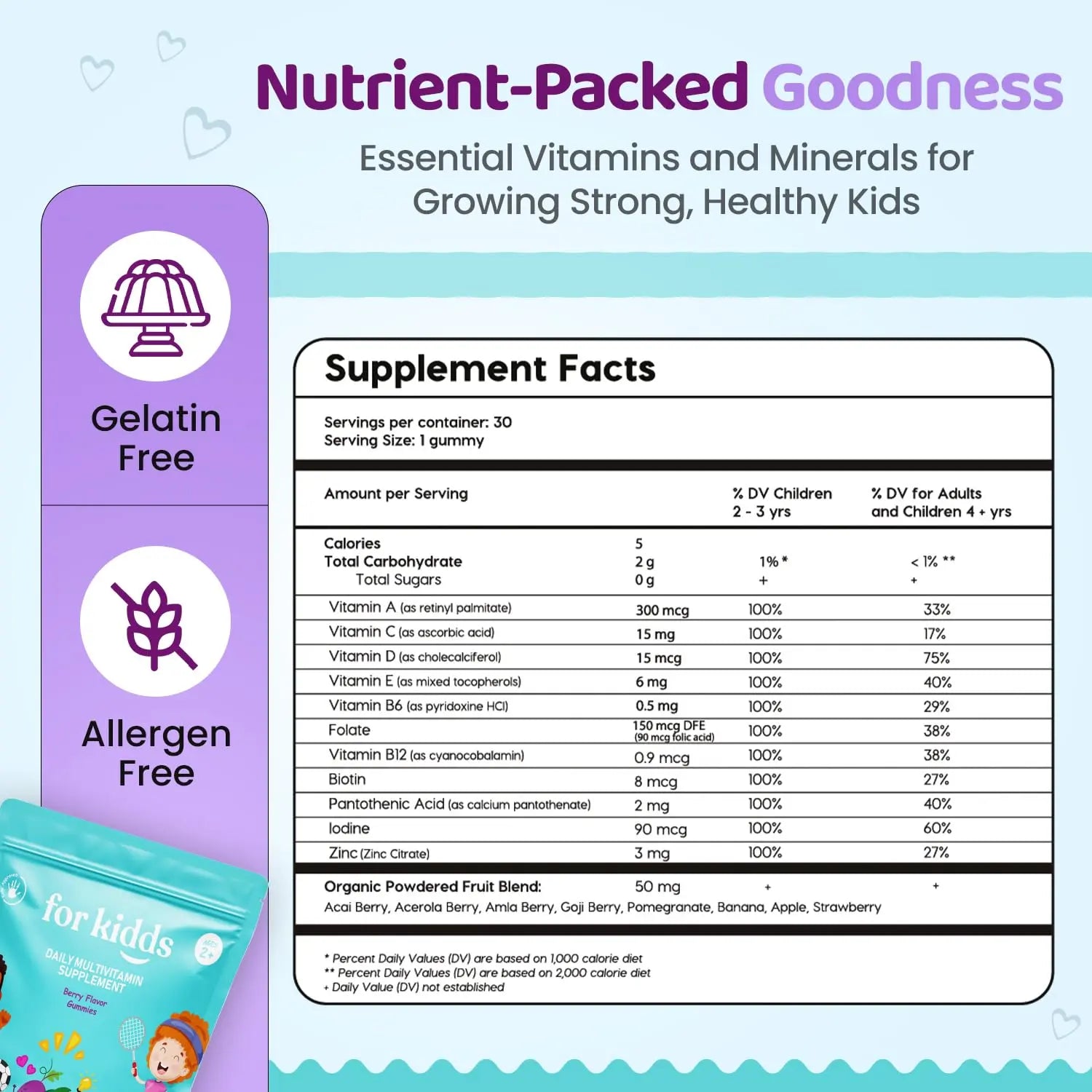 ZettoA Daily Multivitamins for Kids Ages 2+, Berry Gummies with 11 Essential Vitamins & Minerals for Immune Support ZettoA uk supplements