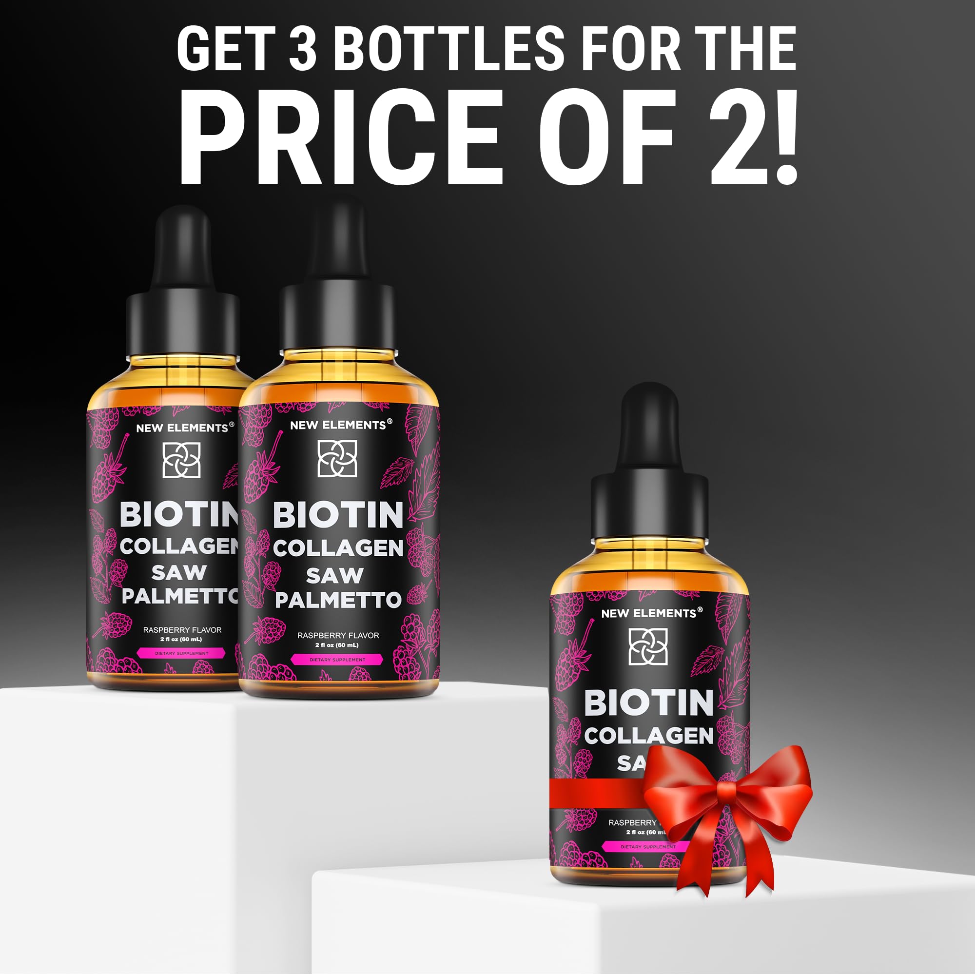 Liquid Biotin with Collagen & Saw Palmetto Extract for Women and Men | Hair Growth New Elements uk supplements