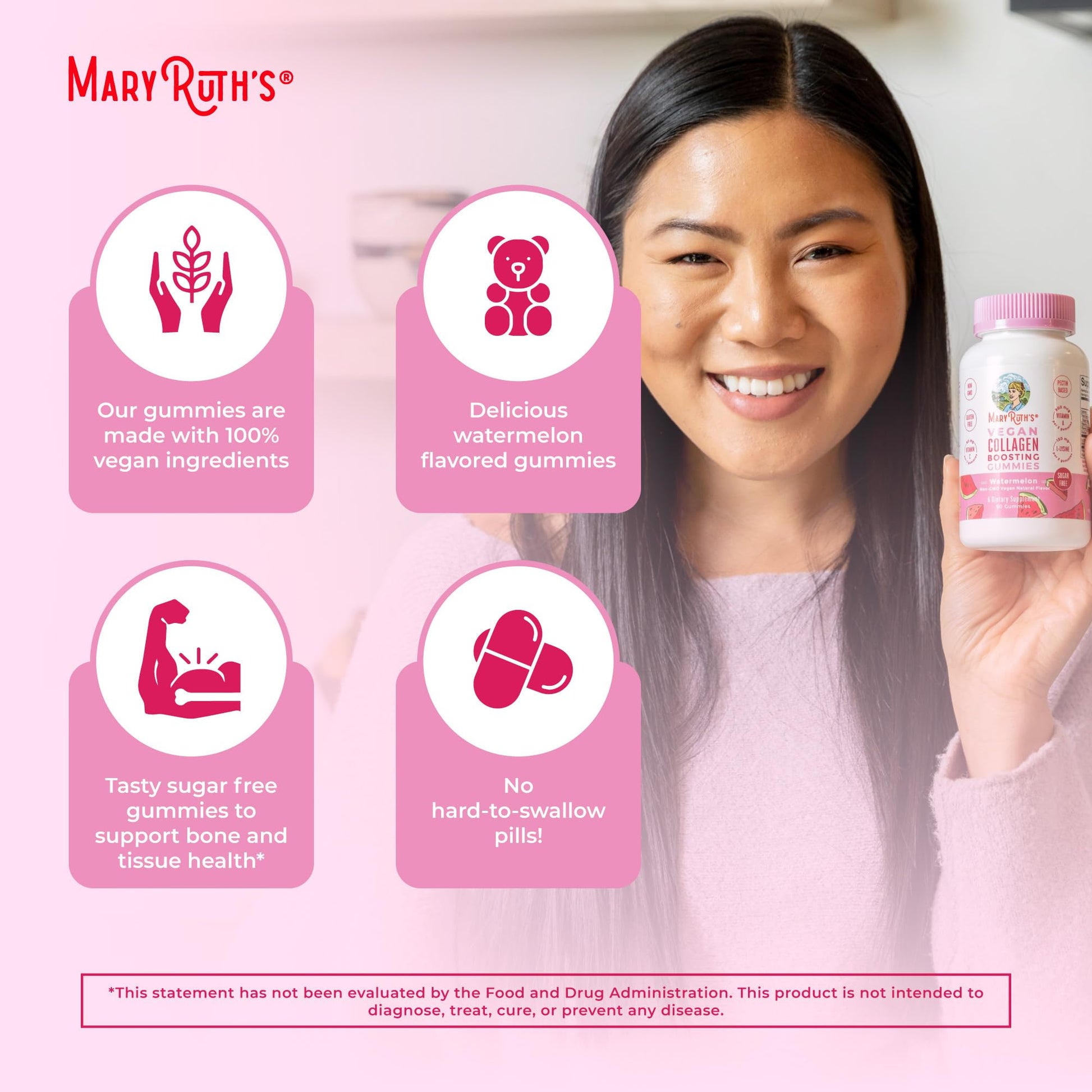 MaryRuth Organics Vegan Collagen for Women & Men, Collagen Boosting Gummies, Skin Care, Lysine, Vitamin C, Vitamin A, Amla, Supplement for Hair & Skin, Vegan, Non-GMO, Gluten Free, 90 Servings MARYRUTH'S uk supplements