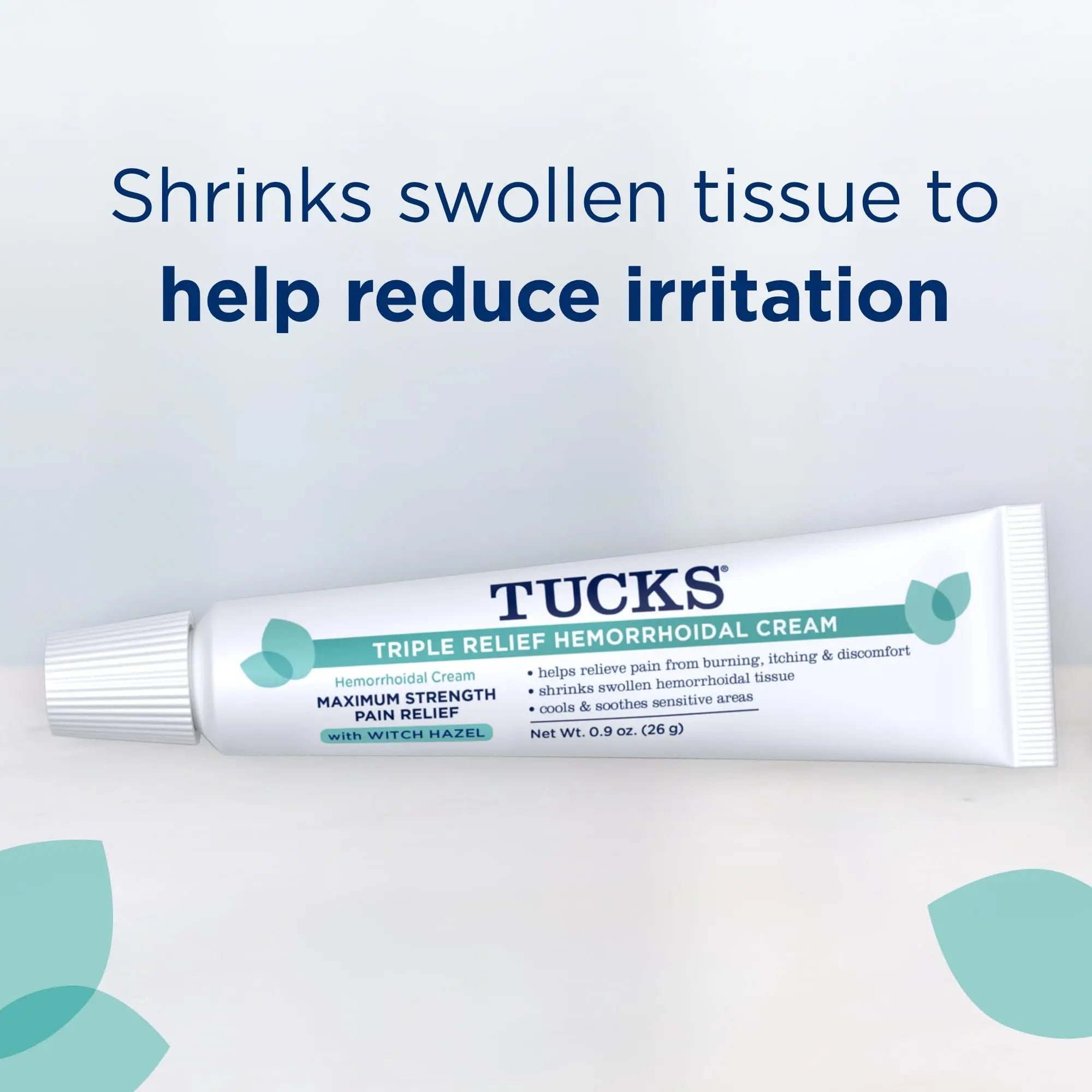 Tucks Triple Relief Hemorrhoidal Cream, Maximum Strength Pain Relief from Burning, Itching and Discomfort, with Witch Hazel, Treatment, Brand Used by Hospitals, 0.9oz. (26g) TUCKS uk supplements