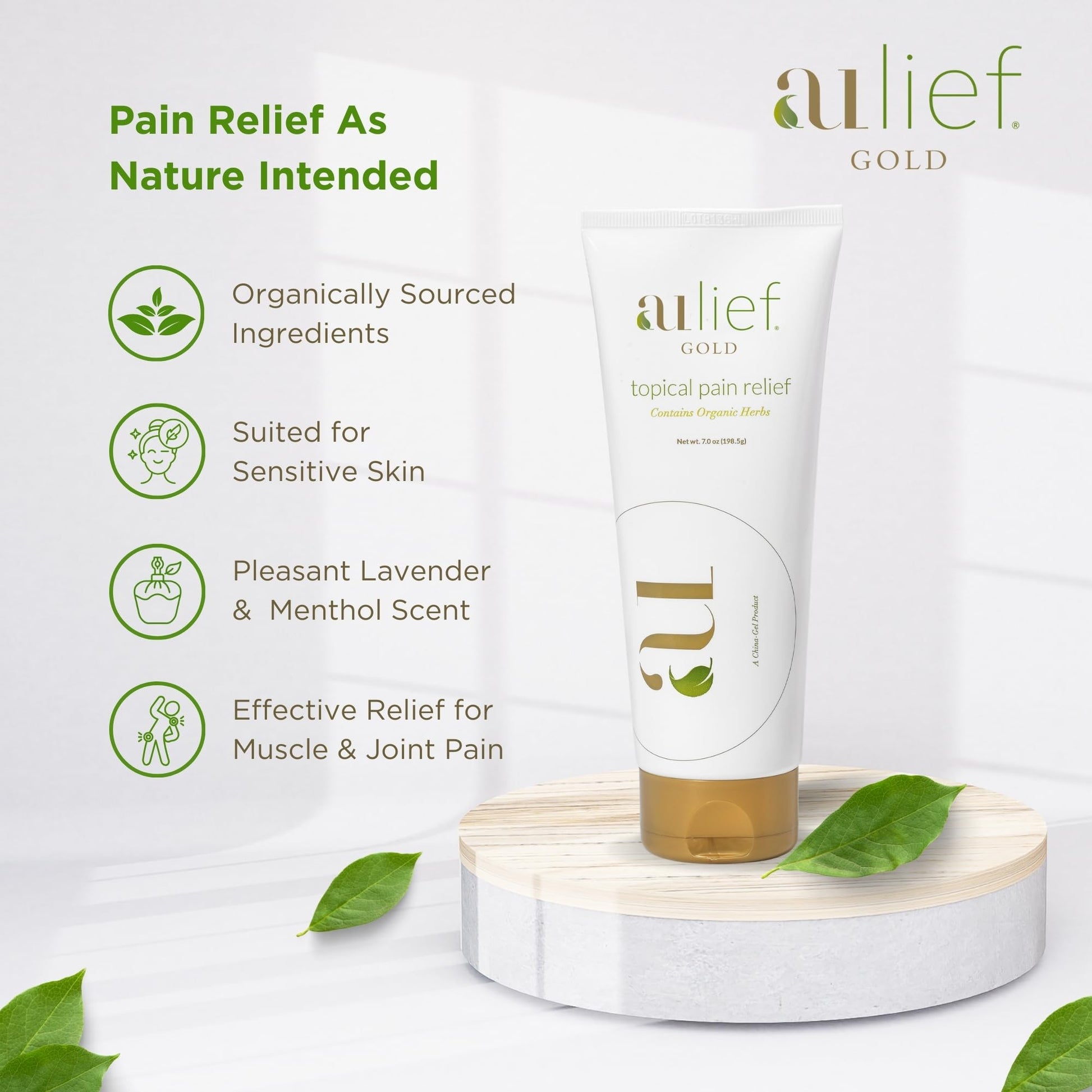 Aulief Gold Natural Pain Relief Cream – Organic Herbal Lotion for Arthritis, Joint Pain & Sore Muscles, Neck, Knee & Back Aches, Premium Organic Natural Pain Reliever, 3.2 Oz Tube Aulief uk supplements