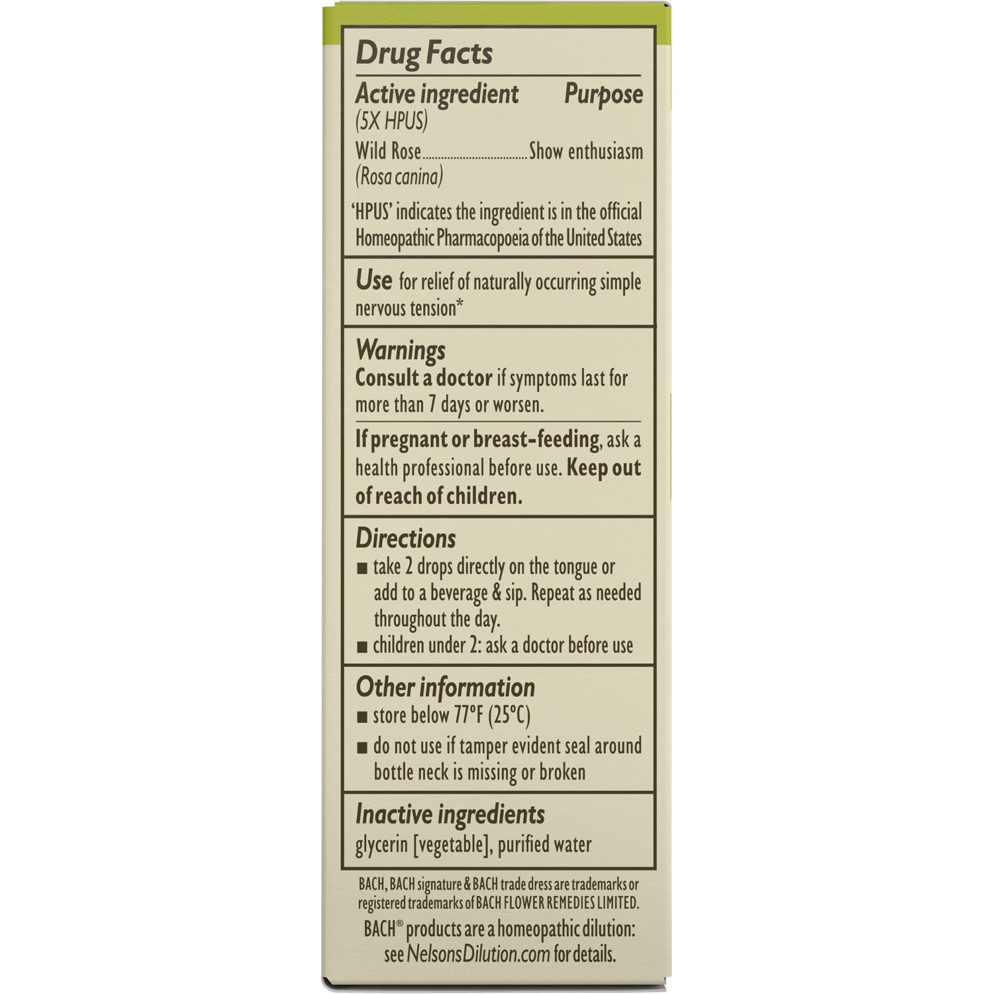 Bach Original Flower Remedies, Wild Rose for Enthusiasm (Non-Alcohol Formula), Natural Homeopathic Bach uk supplements