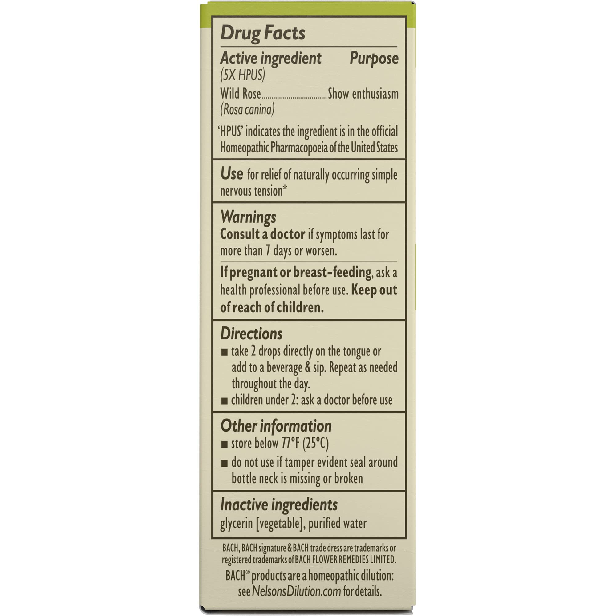 Bach Original Flower Remedies, Wild Rose for Enthusiasm (Non-Alcohol Formula), Natural Homeopathic Bach uk supplements