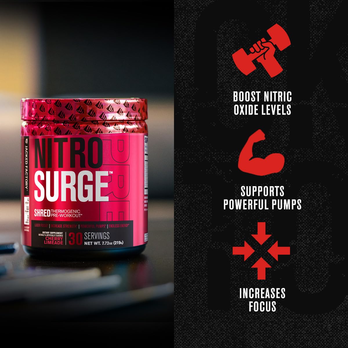 Jacked Factory NITROSURGE Shred Pre Workout Supplement - Energy Booster, Instant Jacked Factory uk supplements