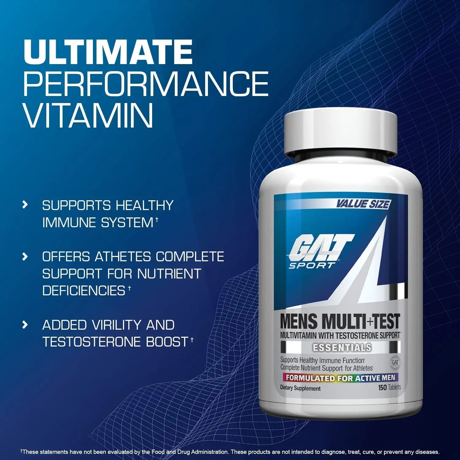 GAT SPORT Men's Multi + Test, Premium Multivitamin Tablets (150 Count) GAT SPORT uk supplements