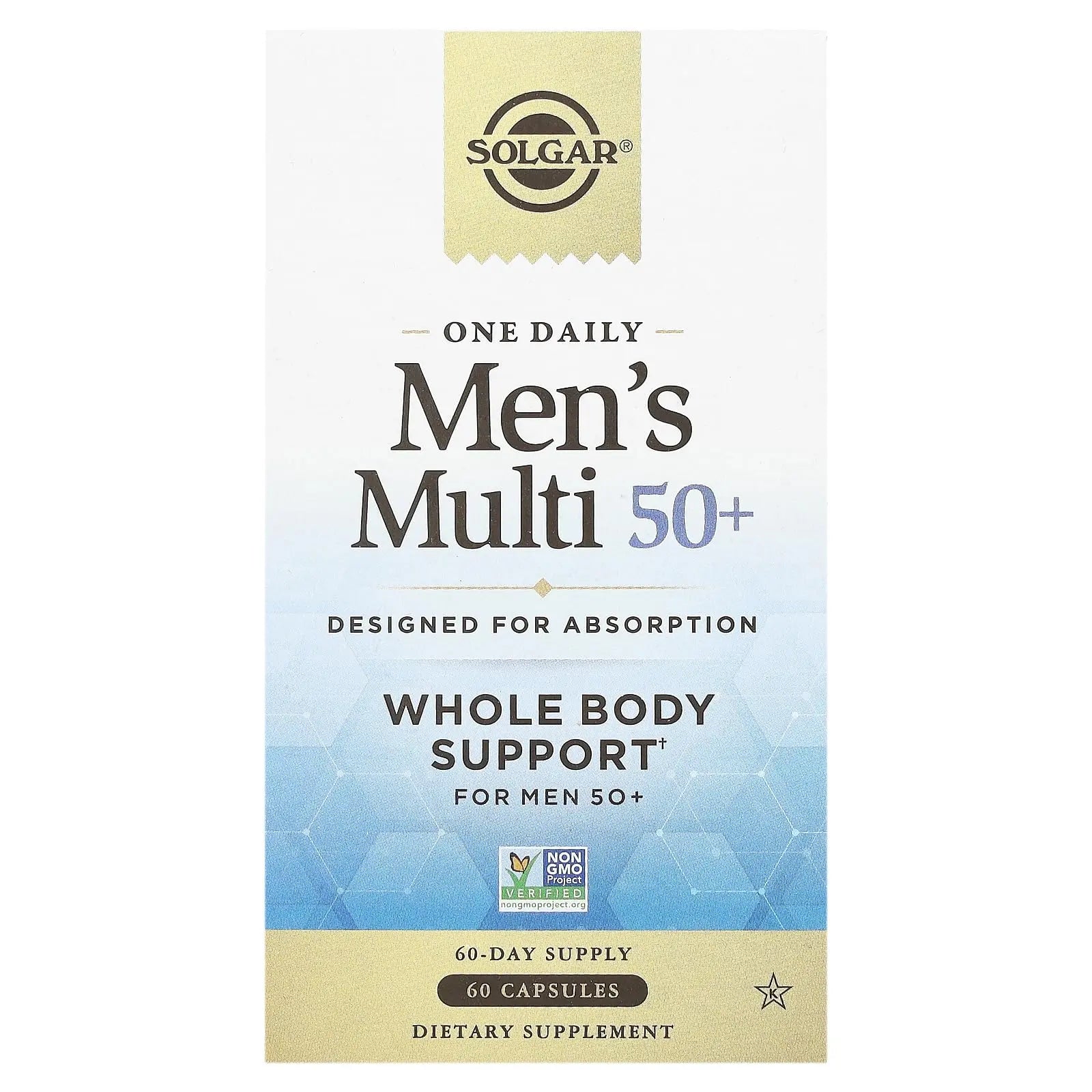 Solgar One Daily Men's Multi 50+ Whole Body Support for Men 50 and Older Highly Absorbable Delayed Release Heart, Energy Solgar uk supplements