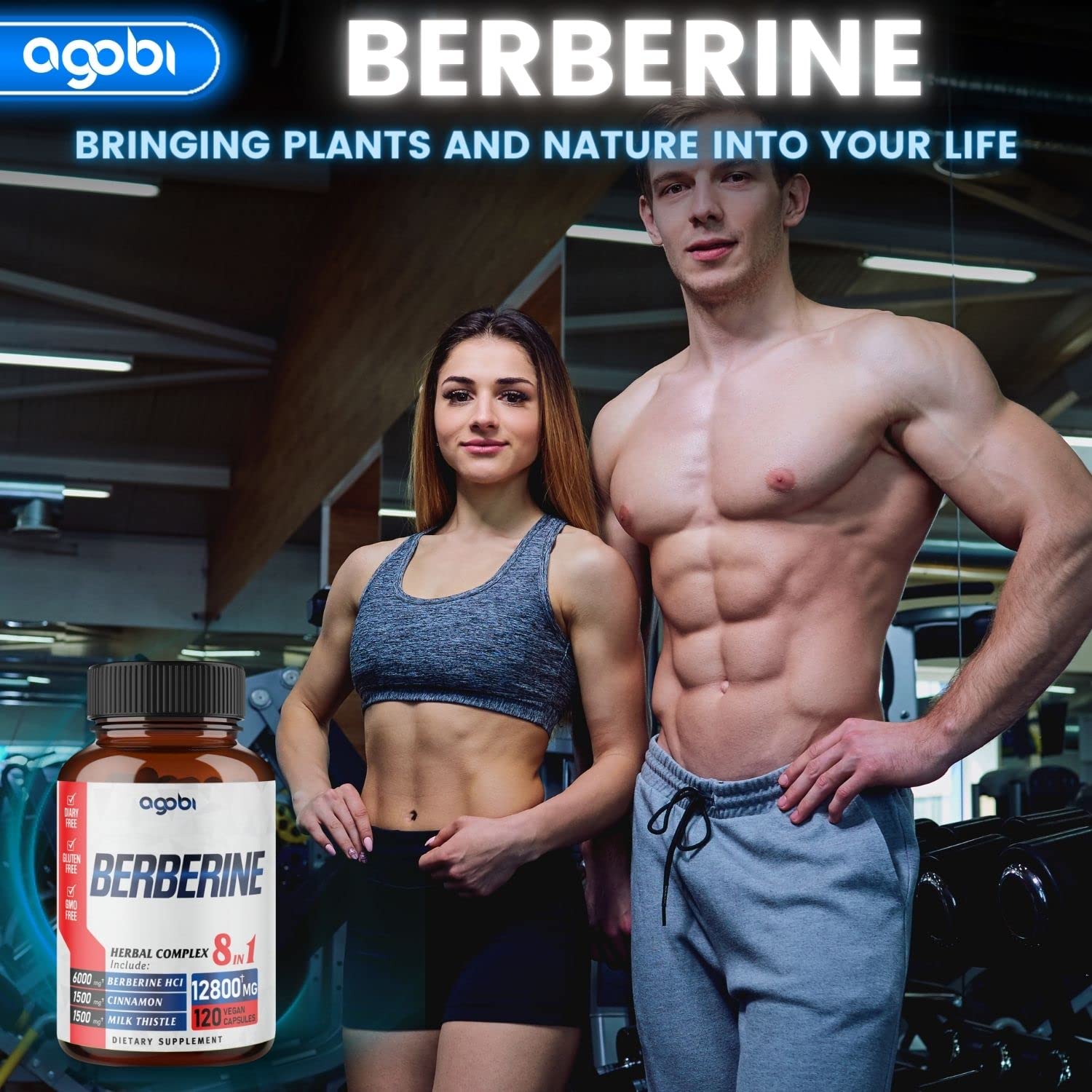 120 Capsules - Berberine Supplement 12800mg with Ceylon, Milk Thistle, Turmeric agobi uk supplements