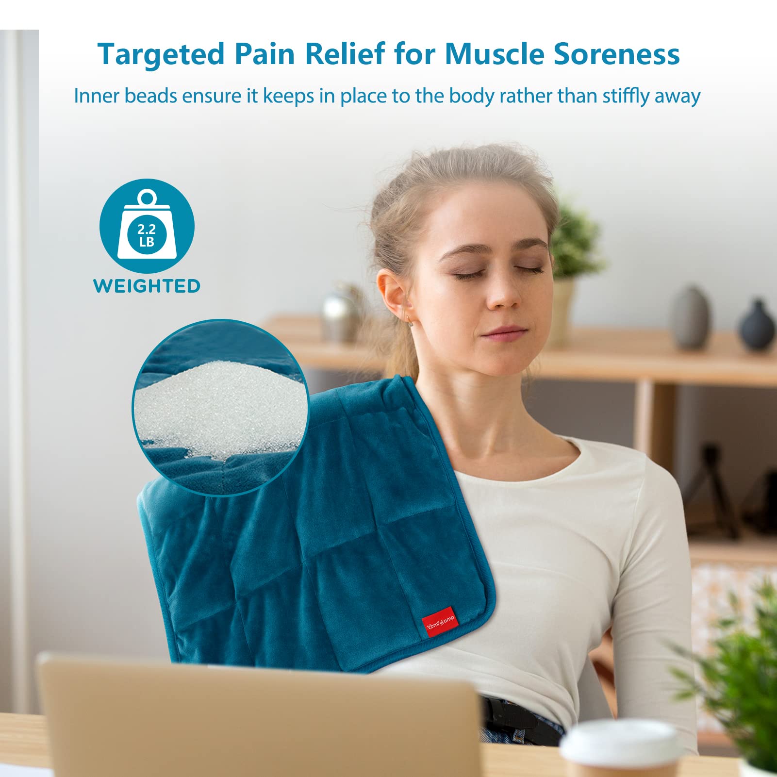 Comfytemp Full Weighted Heating Pad for Back Pain & Cramps Relief, 2.2lb Large Electric Comfytemp uk supplements