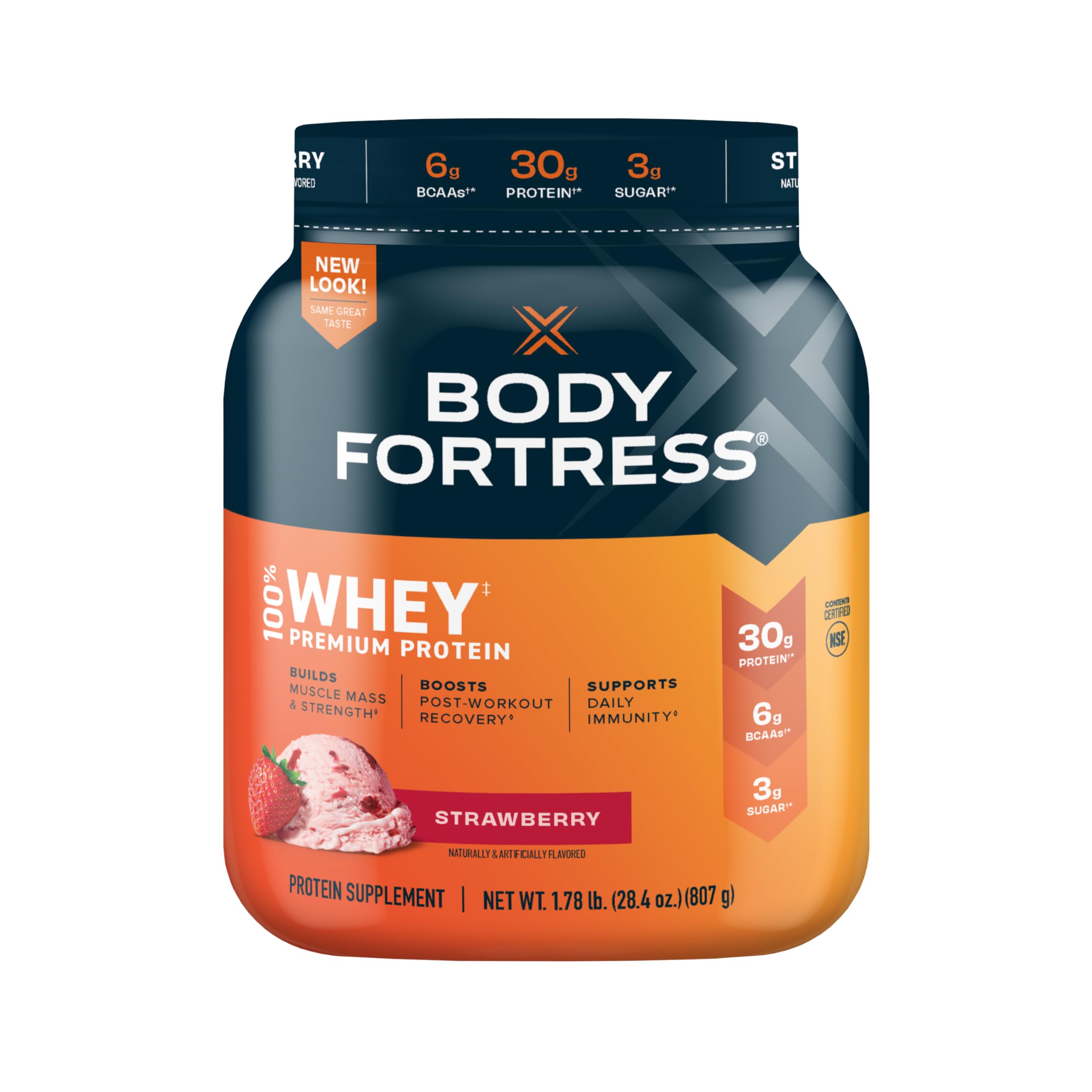 Body Fortress 100% Whey, Premium Protein Powder, Strawberry, 1.78lbs Packaging May Body Fortress uk supplements