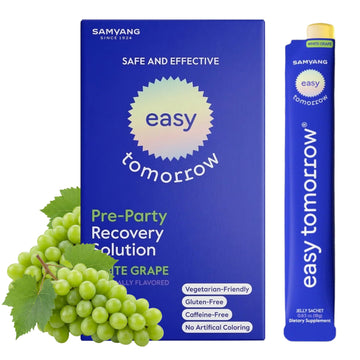 EASY TOMORROW - Natural Energy & Morning Vitality Jelly Stick - Daily Korean Skin Health Supplement & After Drinking Support with DHM & Glutathione - K-Beauty Inspired (White Grape Flavor, 20 Sticks) EASY TOMORROW uk supplements