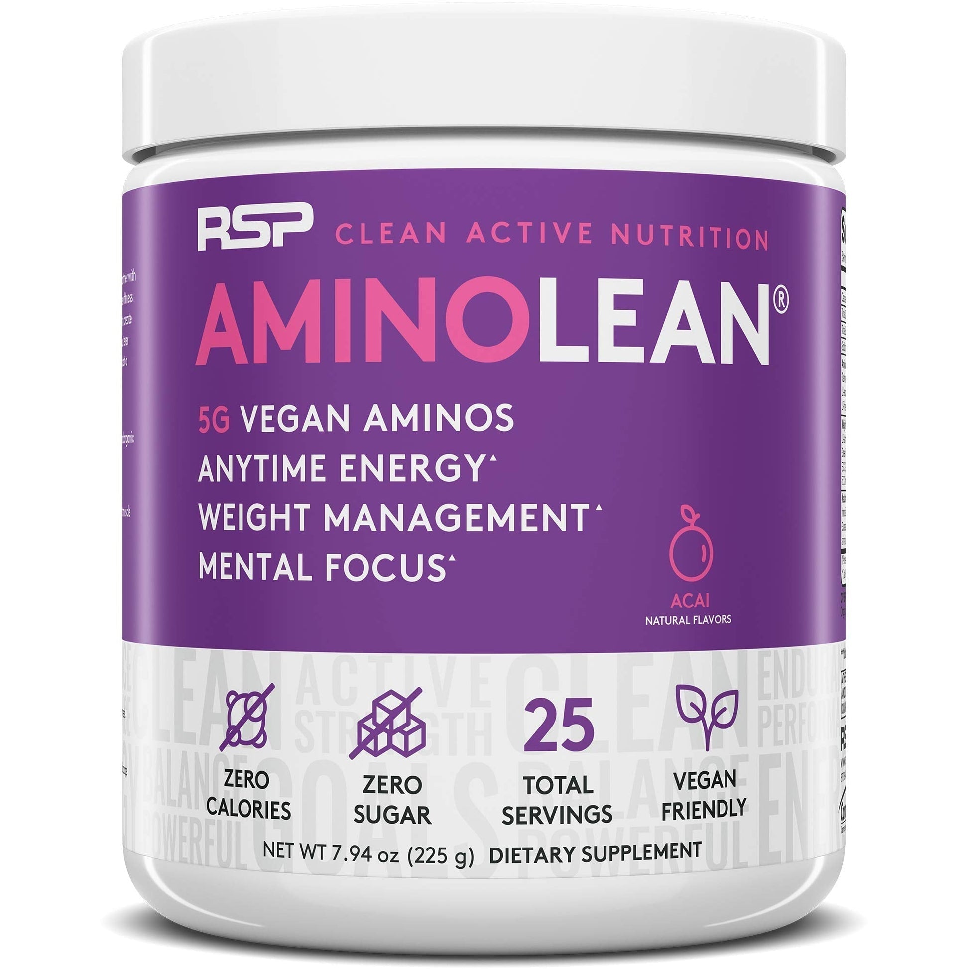 RSP NUTRITION Vegan AminoLean Pre Workout Energy (Acai 25 Servings) with AminoLean RSP NUTRITION uk supplements