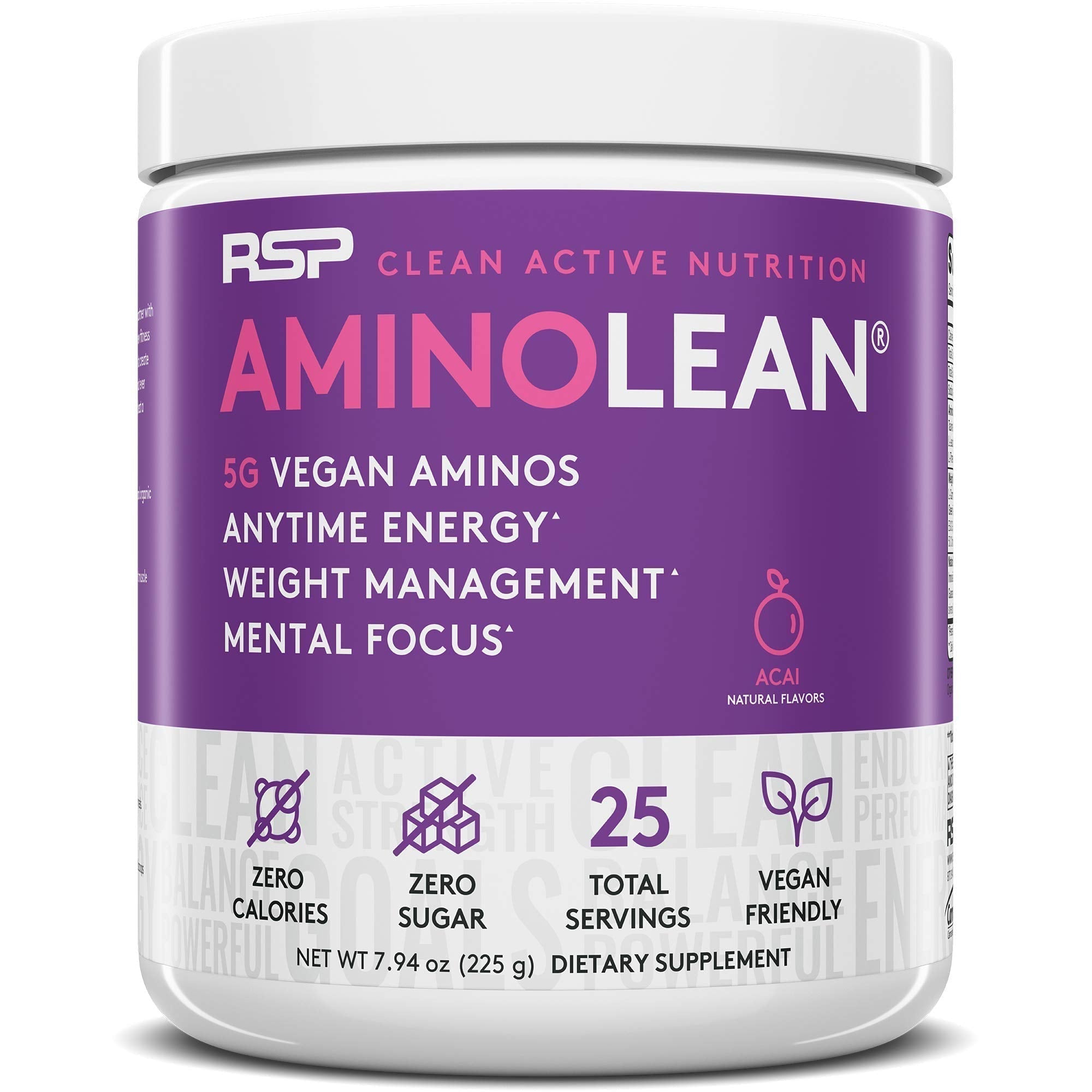 RSP NUTRITION Vegan AminoLean Pre Workout Energy (Acai 25 Servings) with AminoLean RSP NUTRITION uk supplements