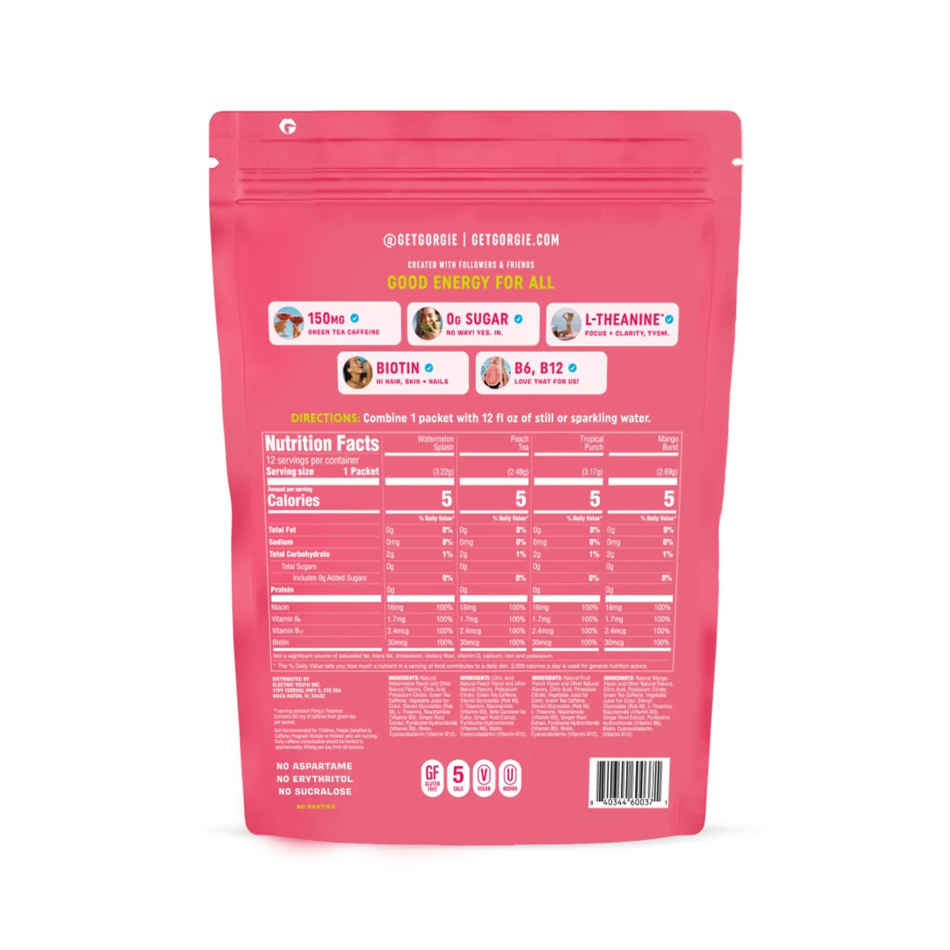 GORGIE Bestsellers Variety, Sugar-Free Natural Energy Drink Mix, On the Go Powder, Healthy Energy Drinks - Green Tea Caffeine, Biotin, B Vitamins -150mg Caffeine, L-Theanine, Vegan, & Low Calorie (Pack of 12) GORGIE uk supplements