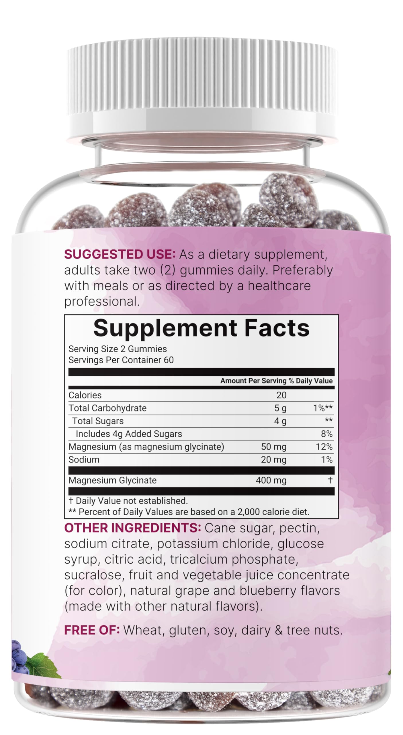 Magnesium Glycinate Gummies 400mg Per Serving, 120 Count | Natural Grape Blueberry Flavor | Potent Elemental Form + Chelated for High Absorption | Healthy Muscle, Bones, & Mood Support Supplement Micro Ingredients uk supplements