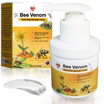 PPT.MHC Bee Venom Massage Cream with Pump - Soothing Muscle Rub with Turmeric, Arnica & MSM - Premium Bee Venom Lotion for Back, Legs & Feet - Everyday Non-Greasy 3.5oz Cream PPT.MHC uk supplements